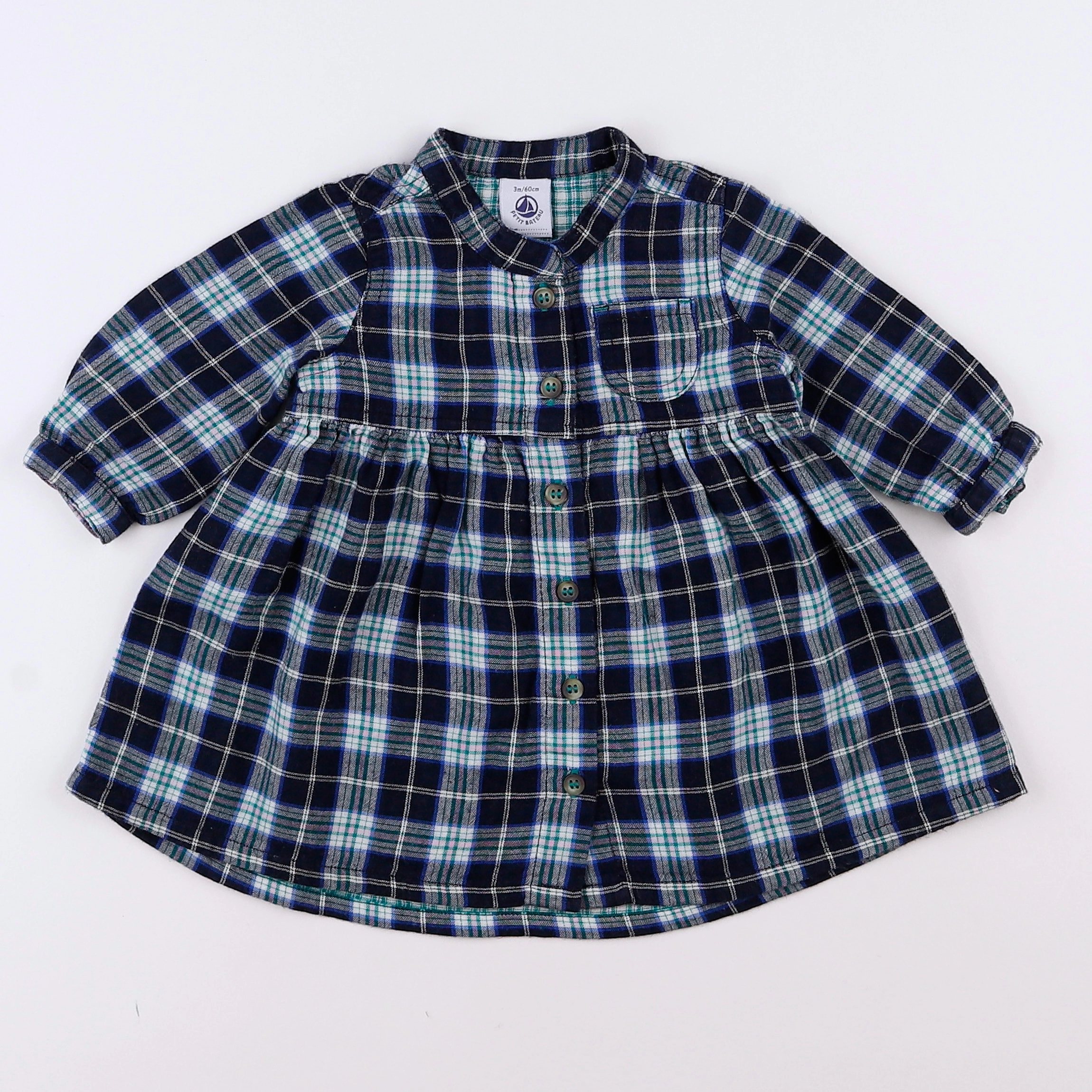 Petit Bateau - robe bleu - 3 mois