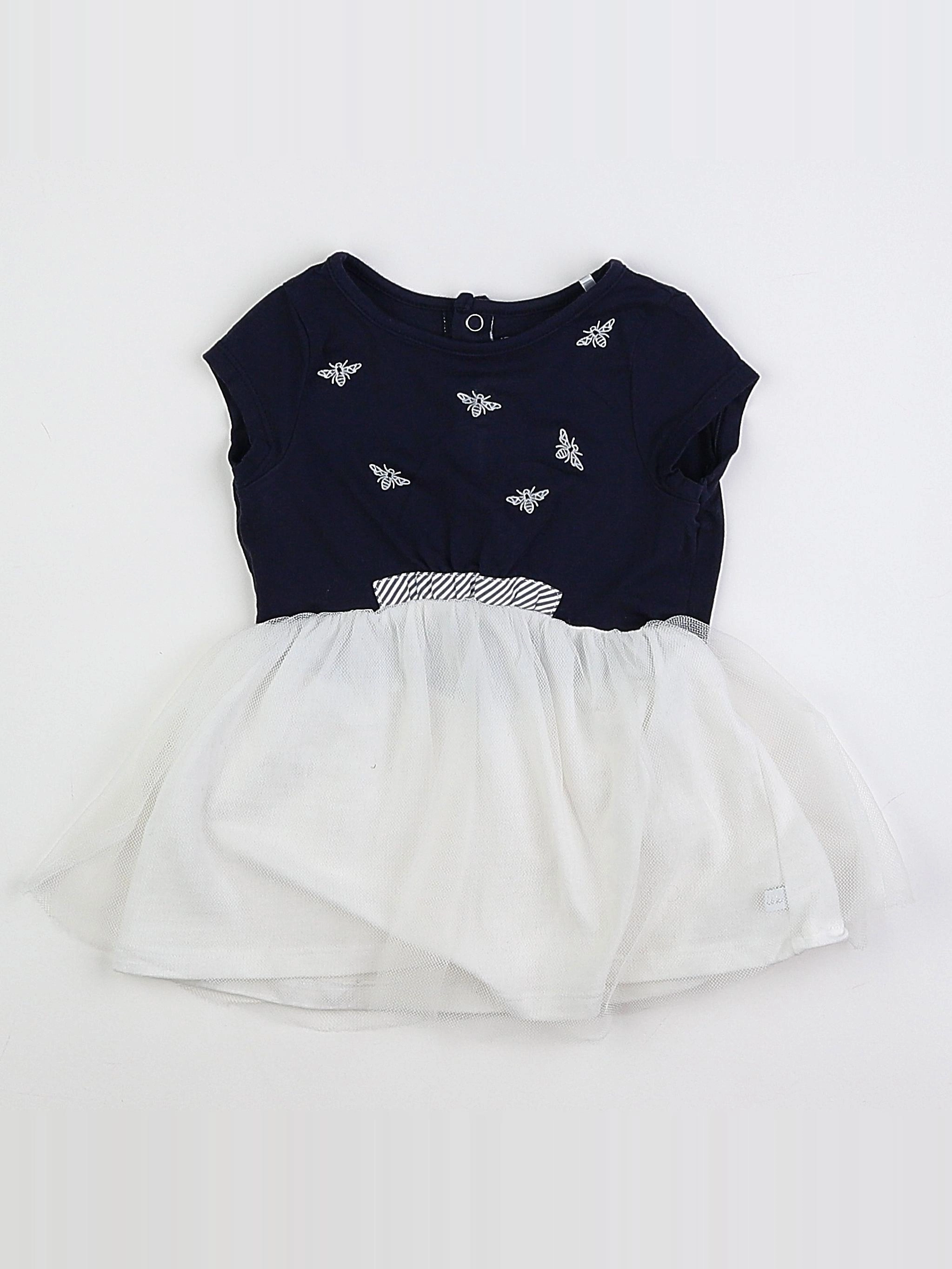 IKKS - robe blanc, bleu - 6 mois
