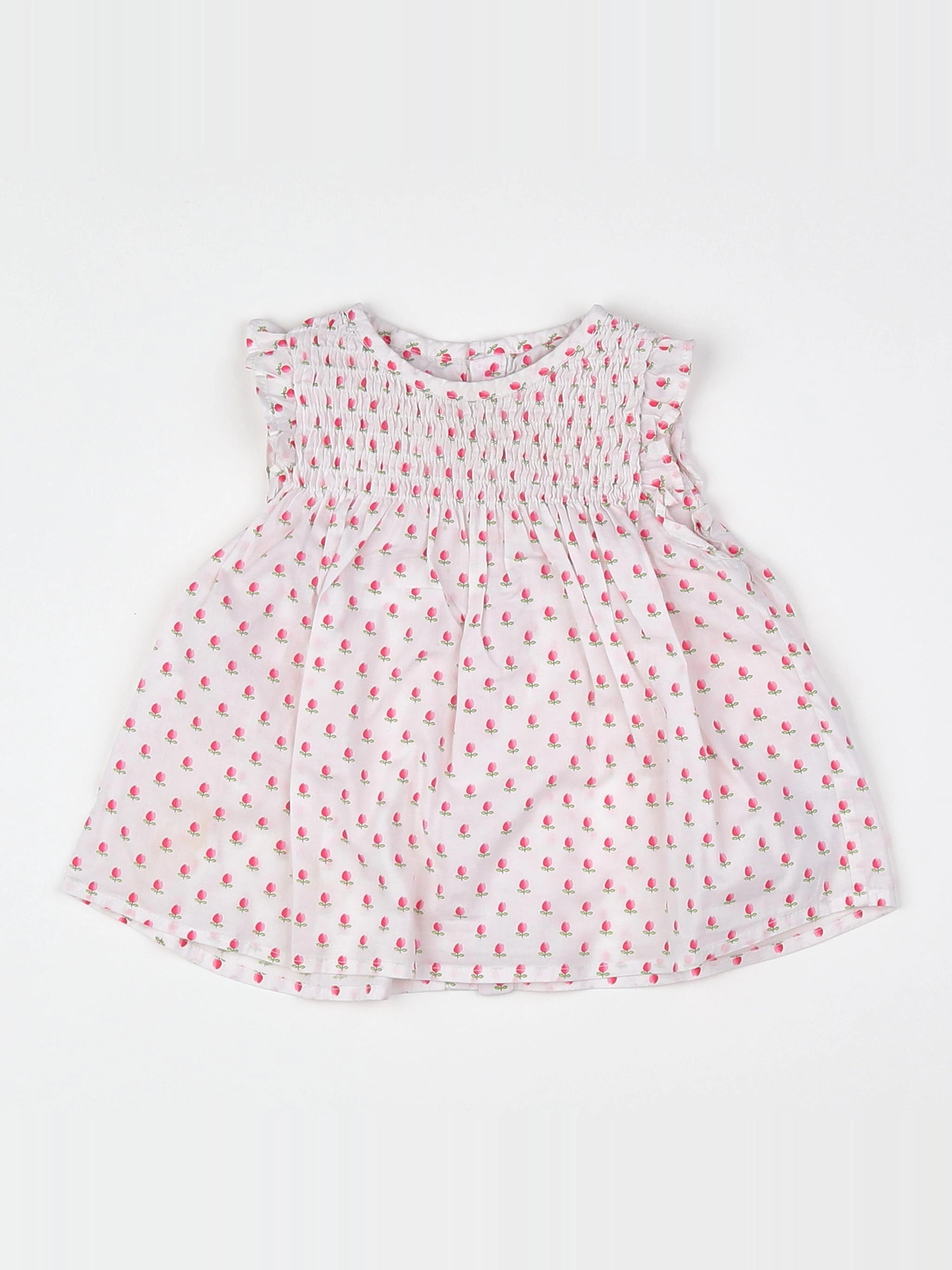 Jacadi - blouse blanc, rose - 12 mois