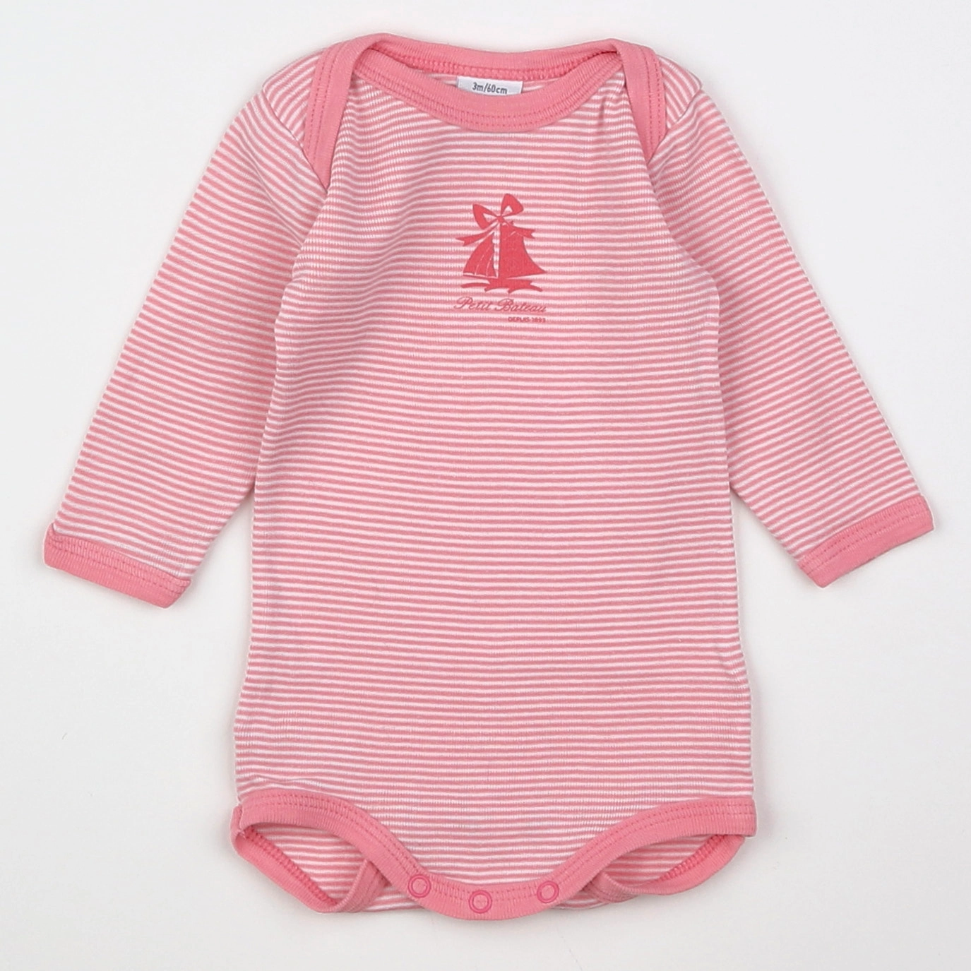 Petit Bateau - body rose, blanc - 3 mois