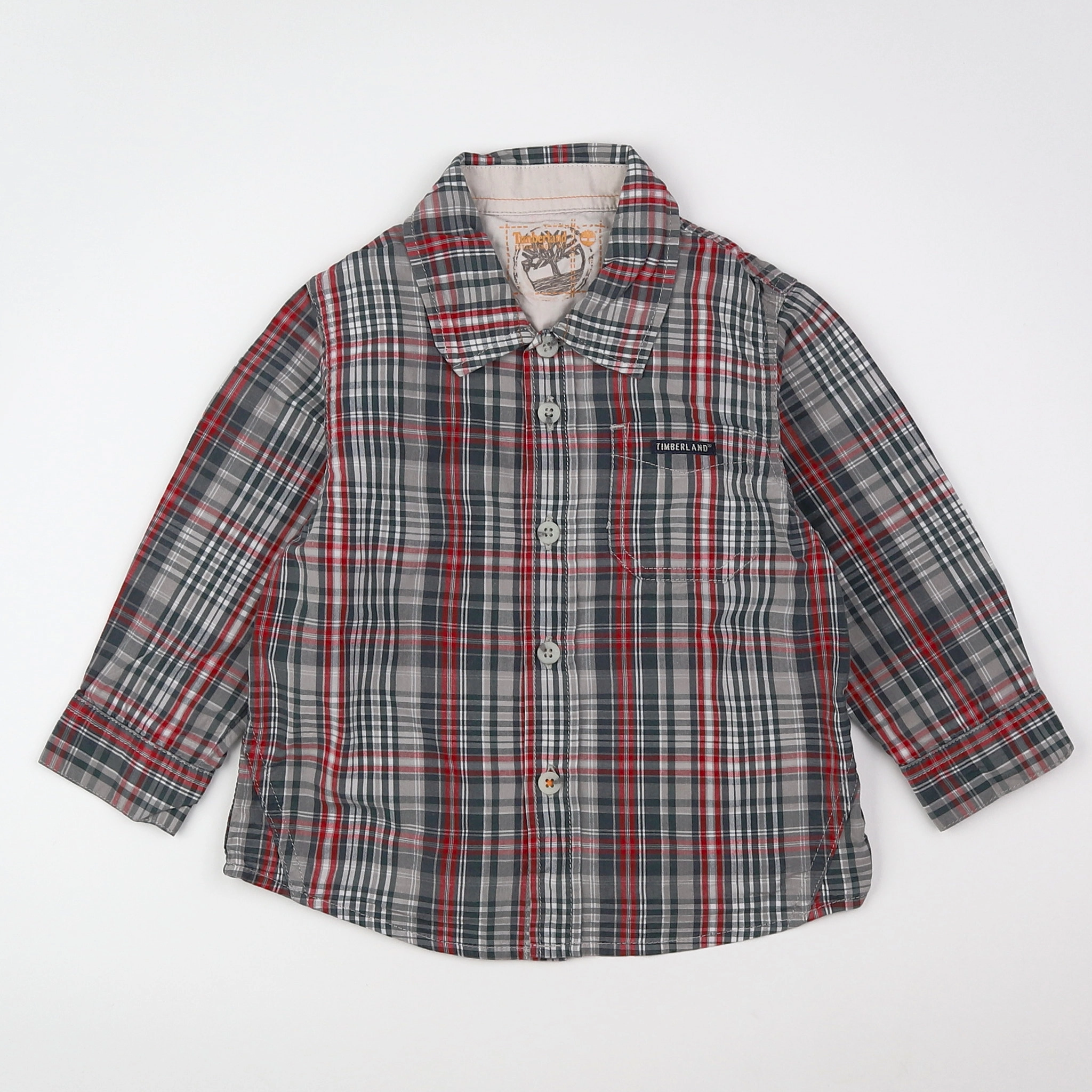 Timberland - chemise gris, rouge - 18 mois