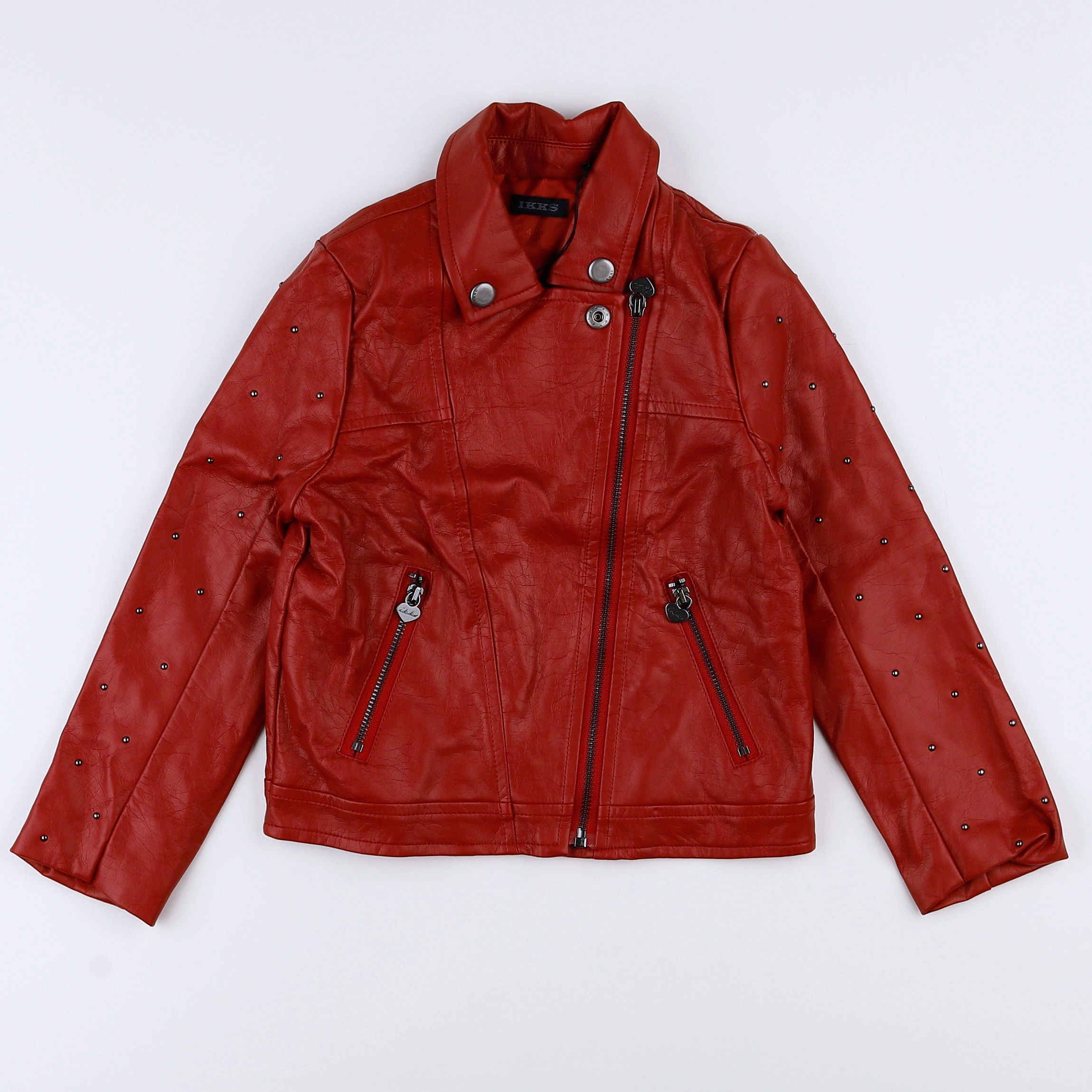 IKKS - veste simili cuir rouge (état neuf) - 5 ans