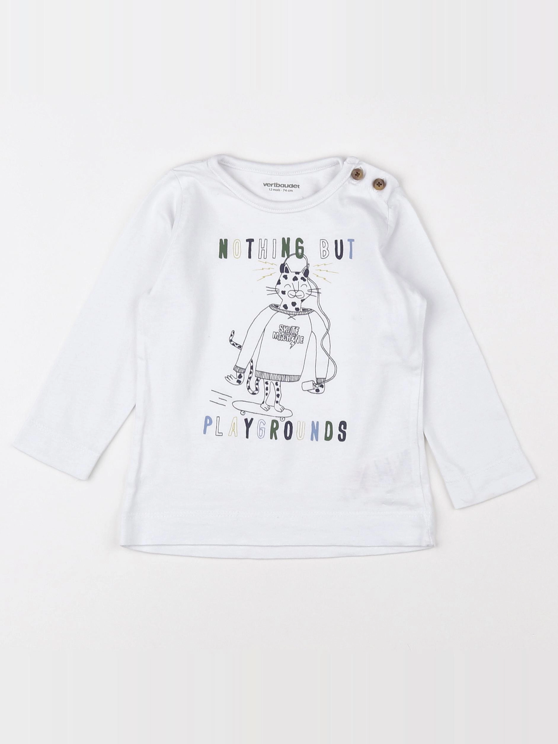 Vertbaudet - tee-shirt blanc - 12 mois