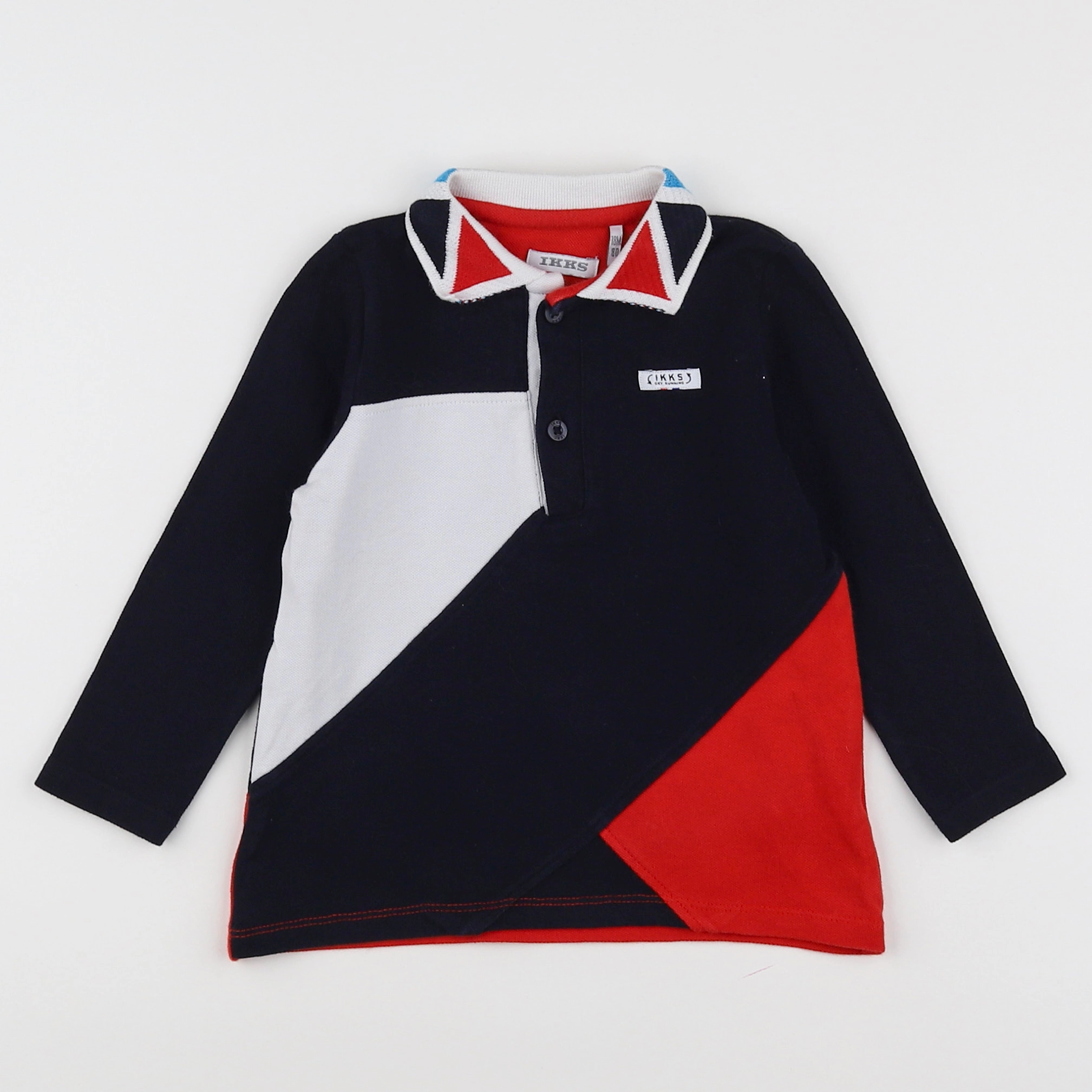 IKKS - polo blanc, bleu, rouge - 18 mois