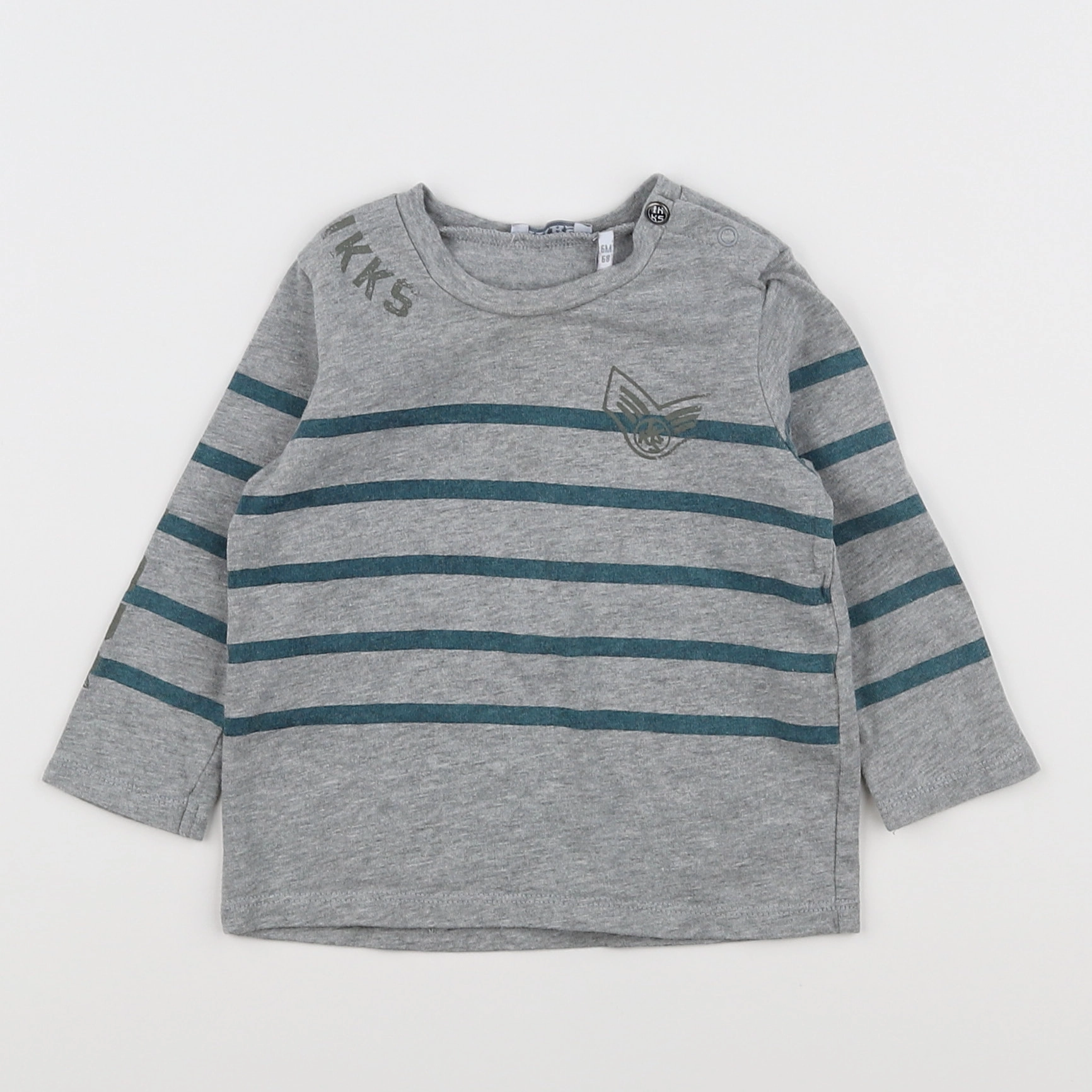 IKKS - tee-shirt gris, bleu - 6 mois