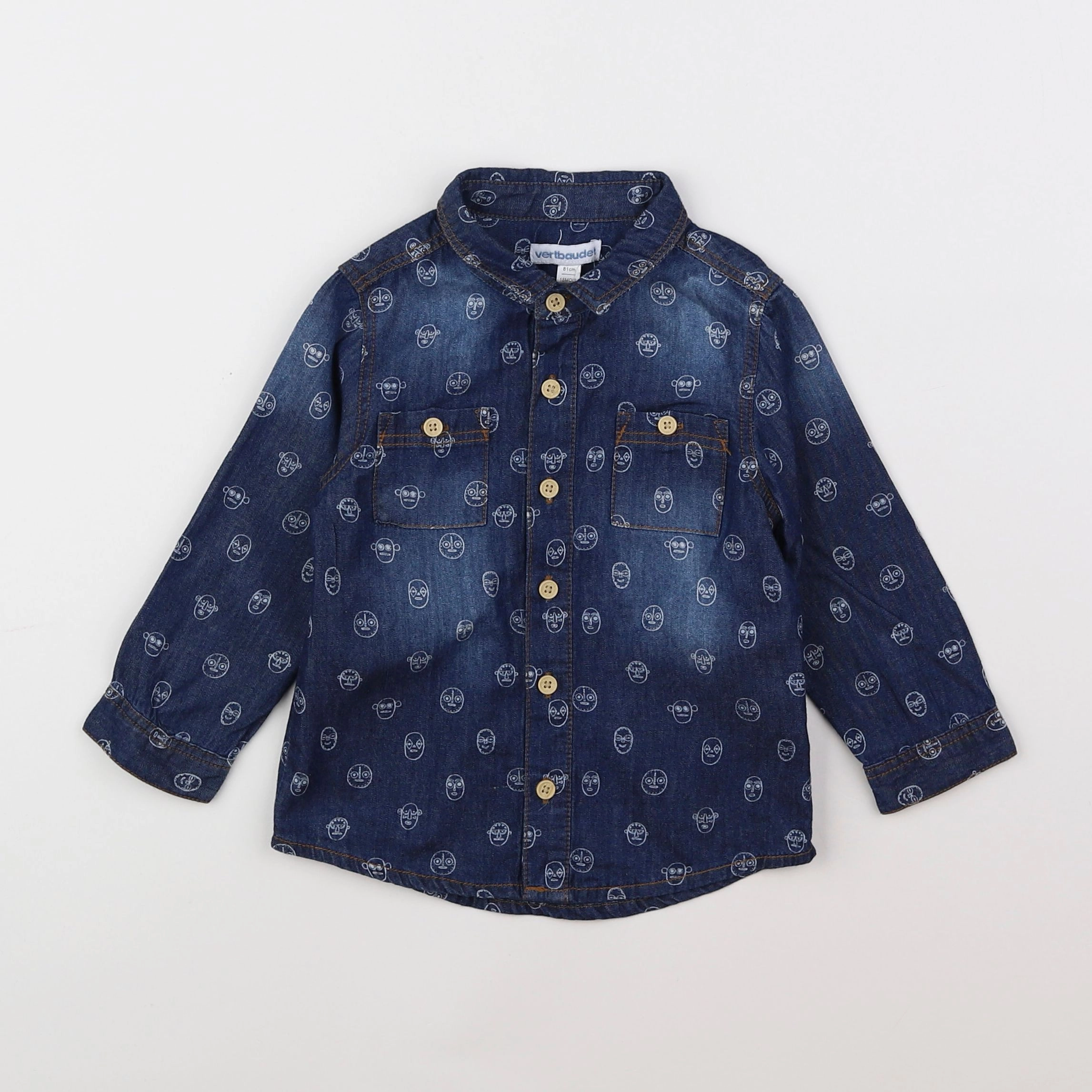 Vertbaudet - chemise bleu - 18 mois