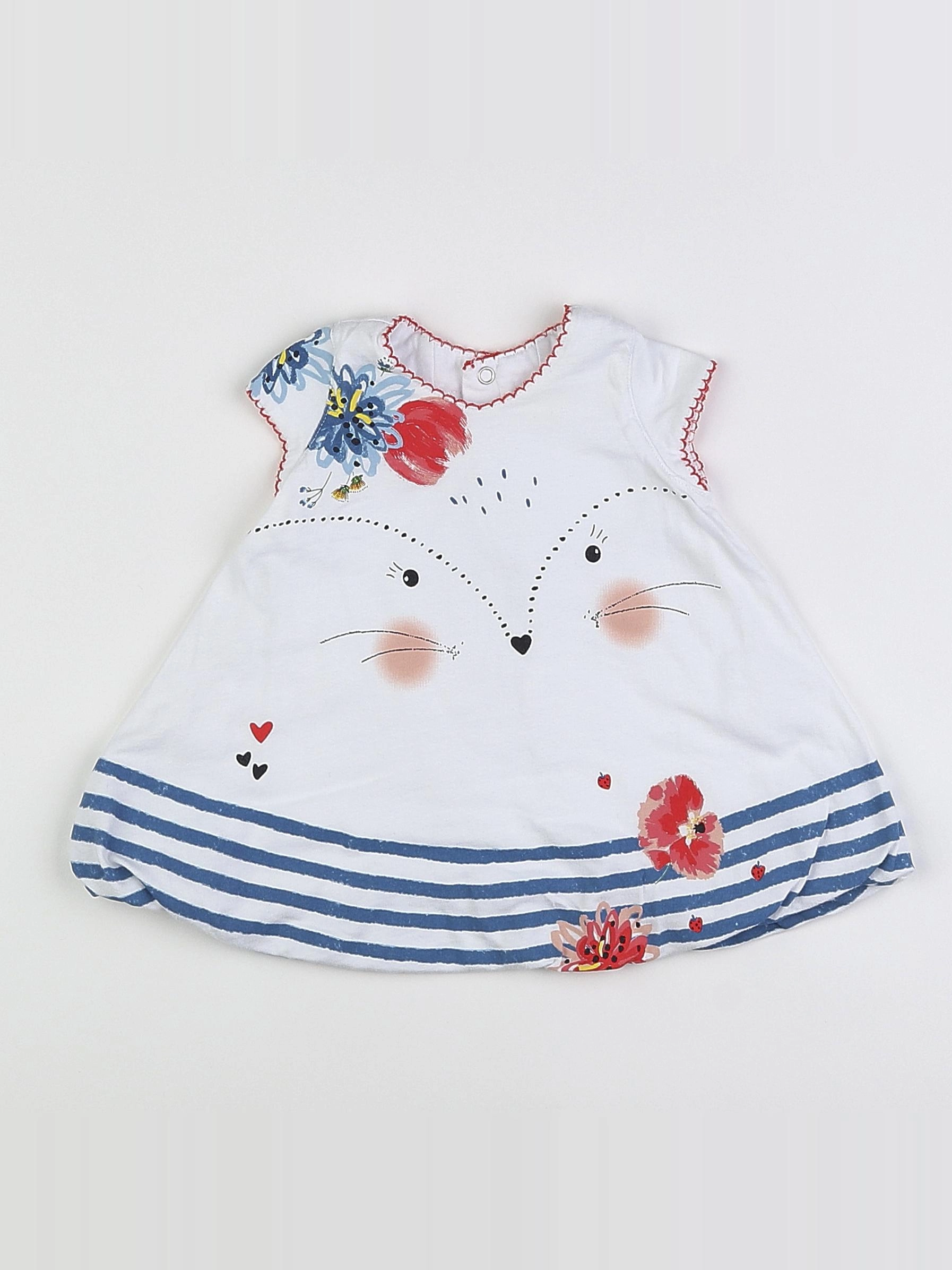 Catimini - robe blanc, bleu - 3 mois