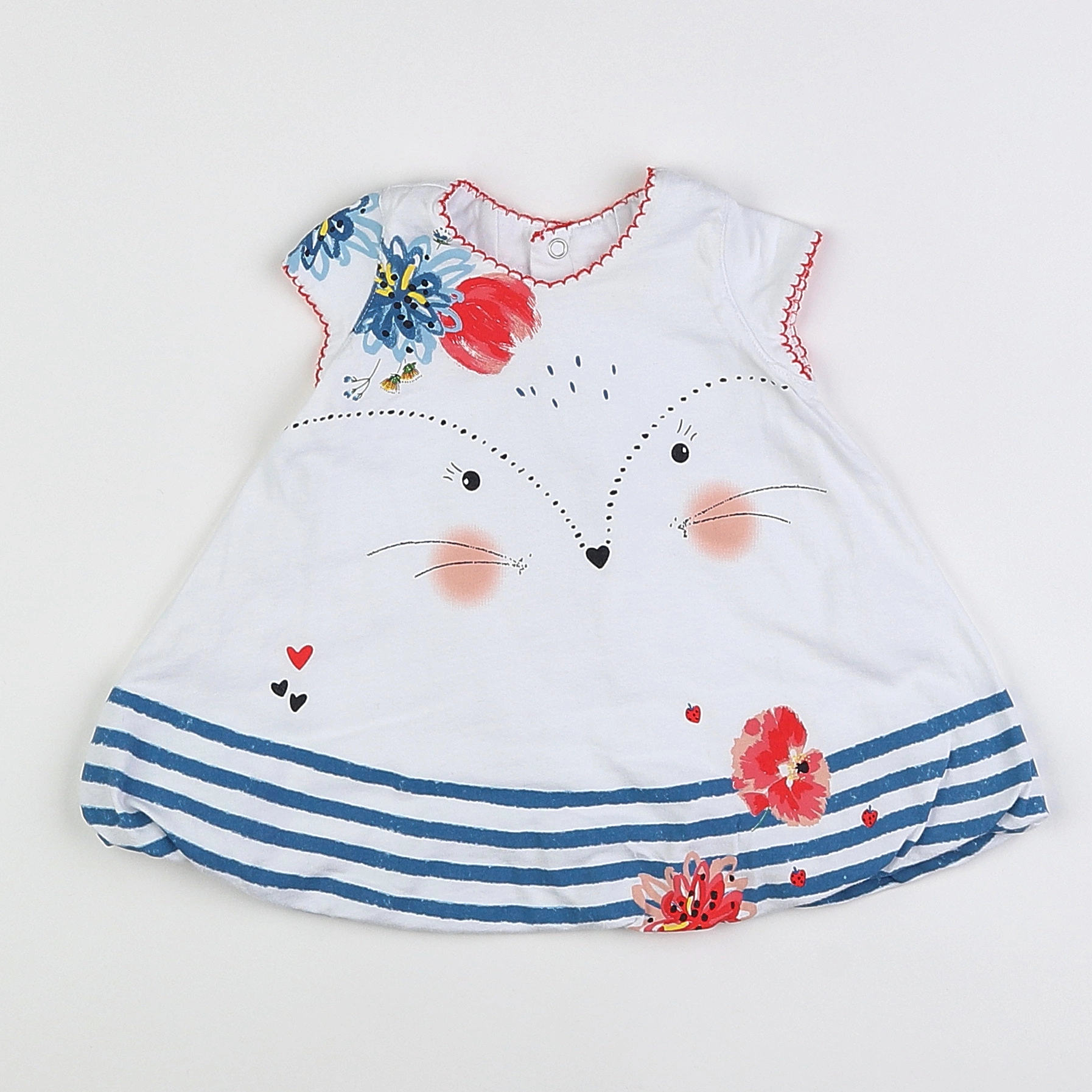 Catimini - robe blanc, bleu - 3 mois