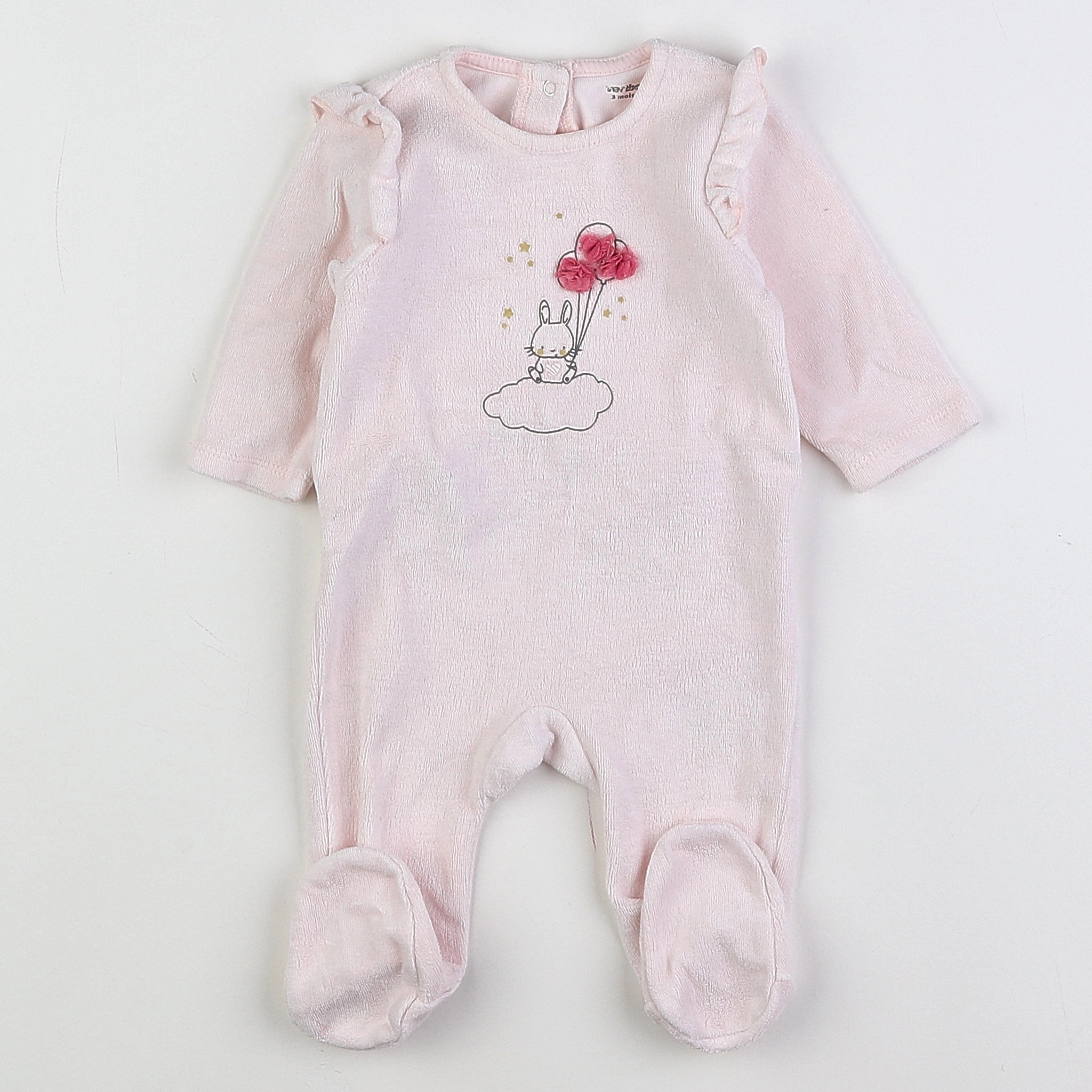 Vertbaudet - pyjama velours rose - 3 mois