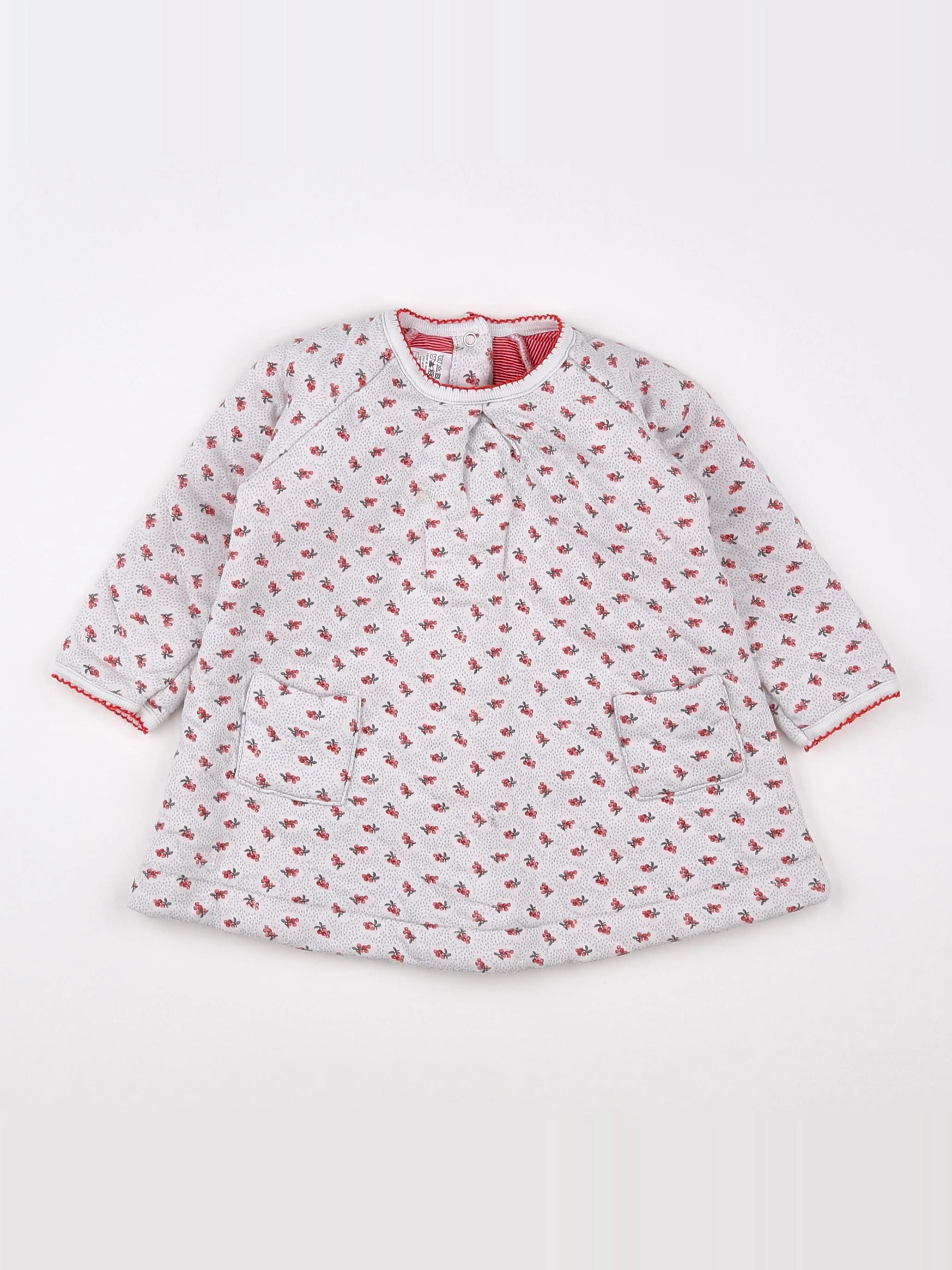 Petit Bateau - robe blanc - 12 mois