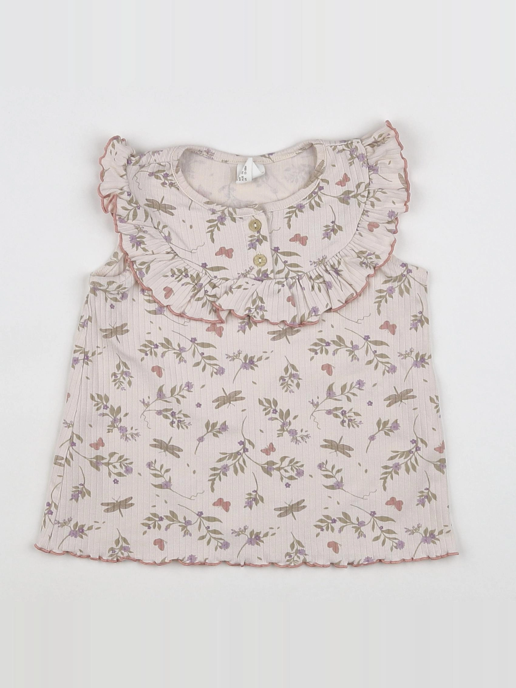 H&M - tee-shirt beige, rose - 12/18 mois