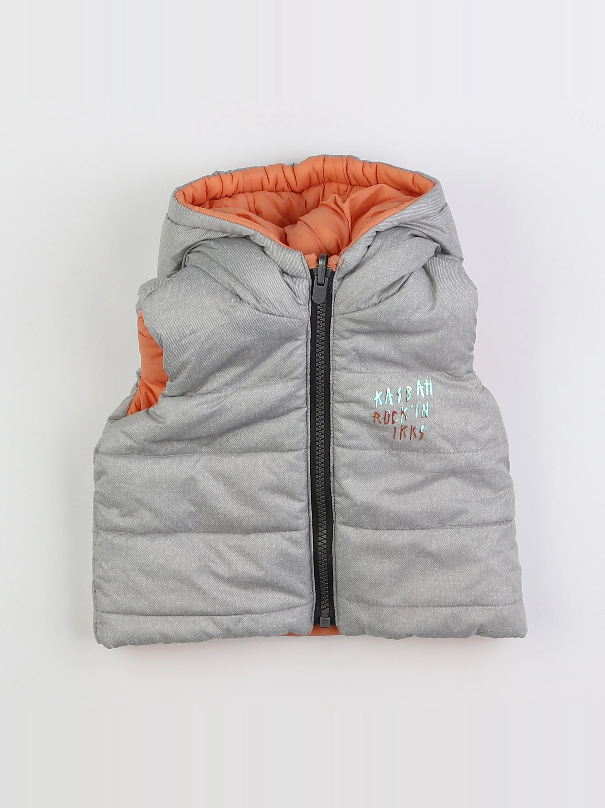 IKKS - doudoune réversible gris, rose - 12 mois