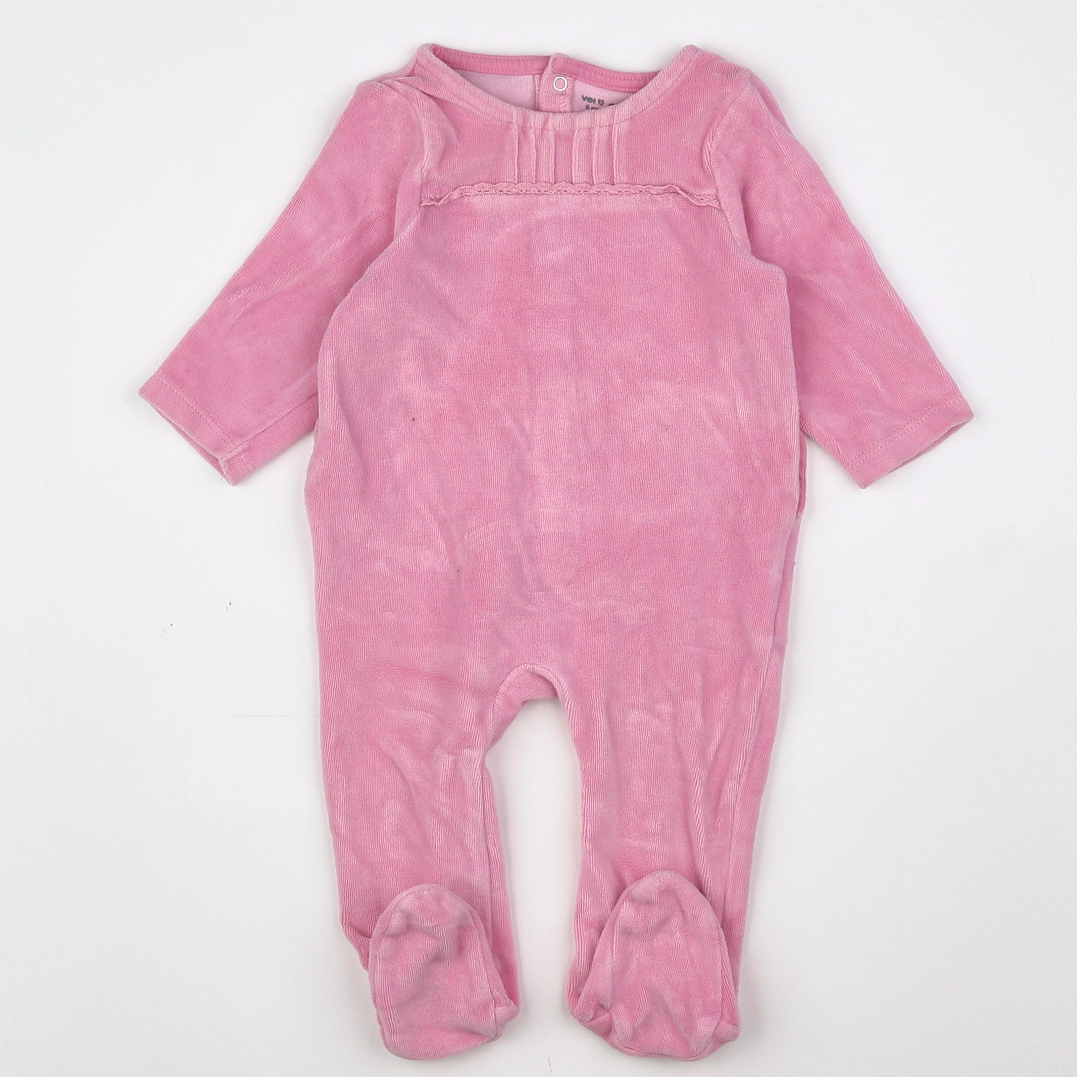 Vertbaudet - pyjama velours rose - 6 mois