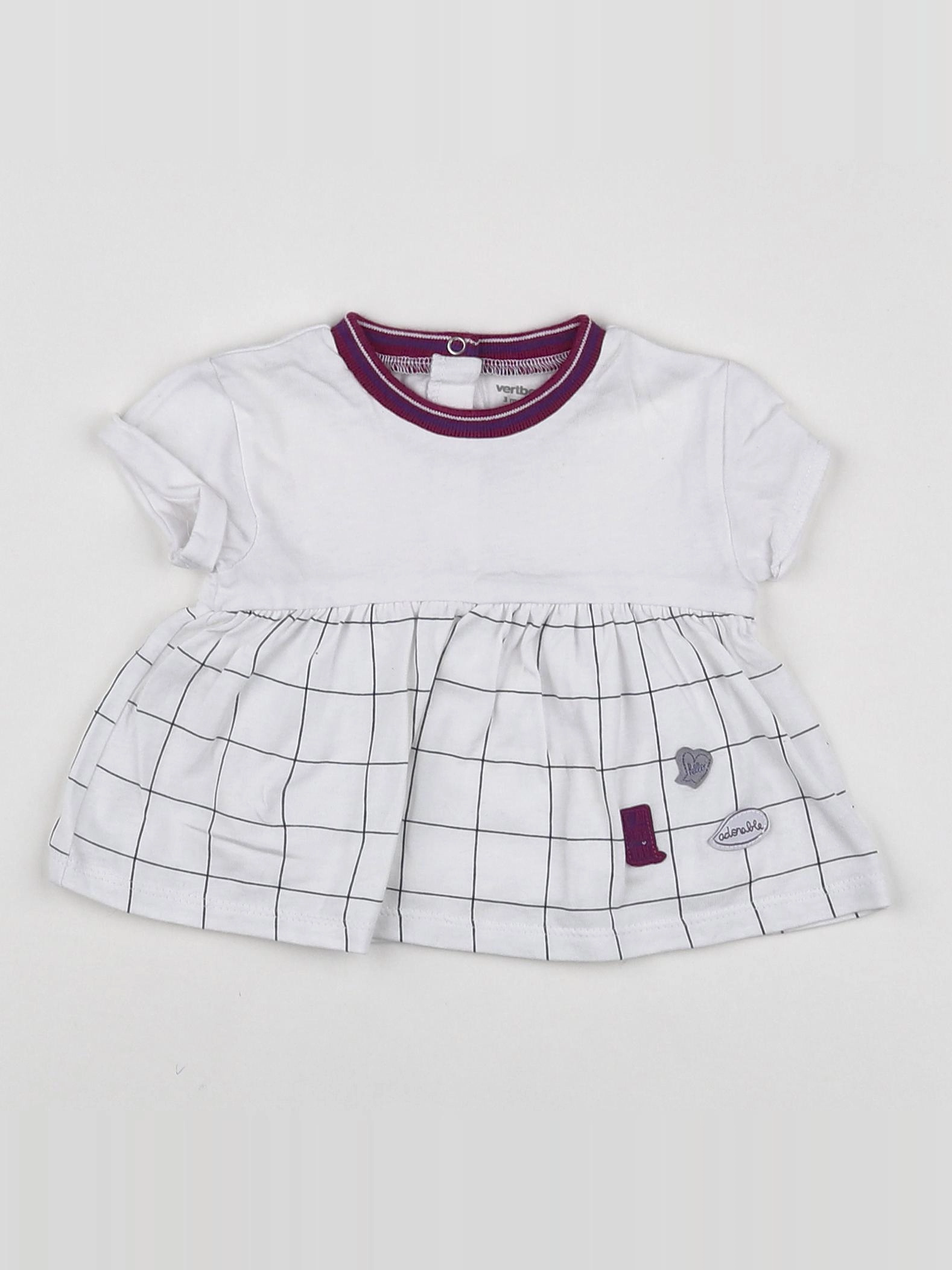 Vertbaudet - tee-shirt blanc - 3 mois