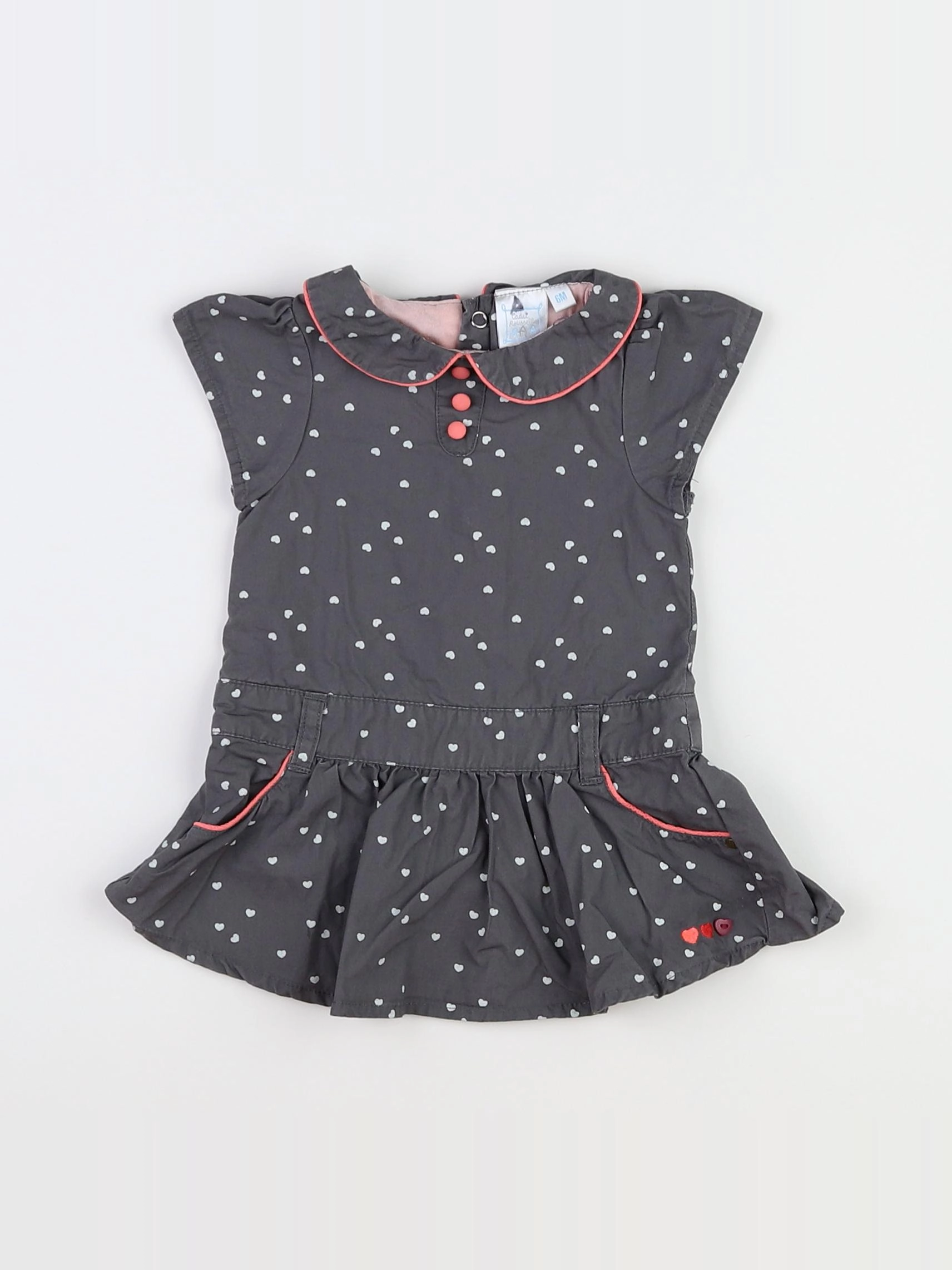 Cadet Rousselle - robe gris, rose - 6 mois
