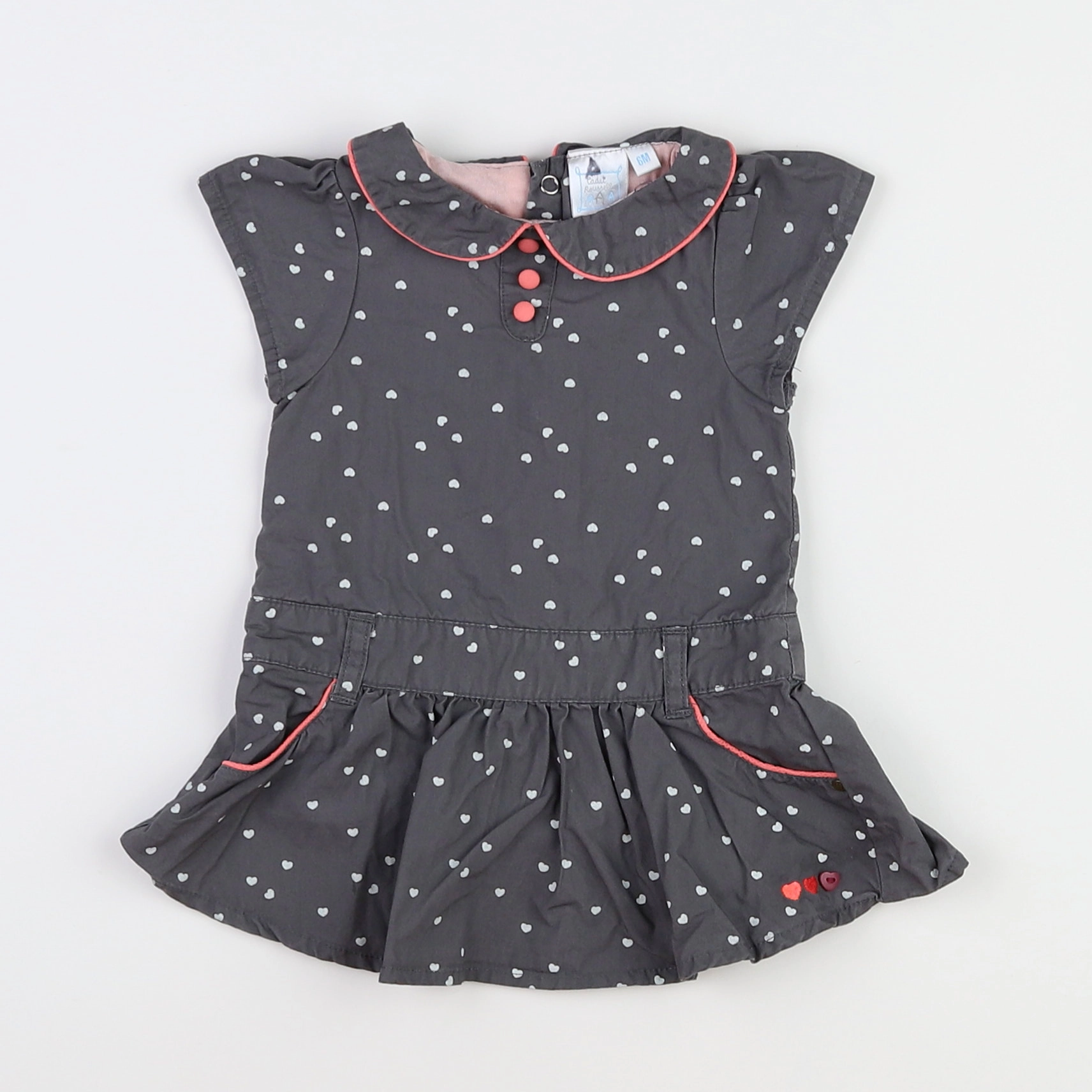 Cadet Rousselle - robe gris, rose - 6 mois