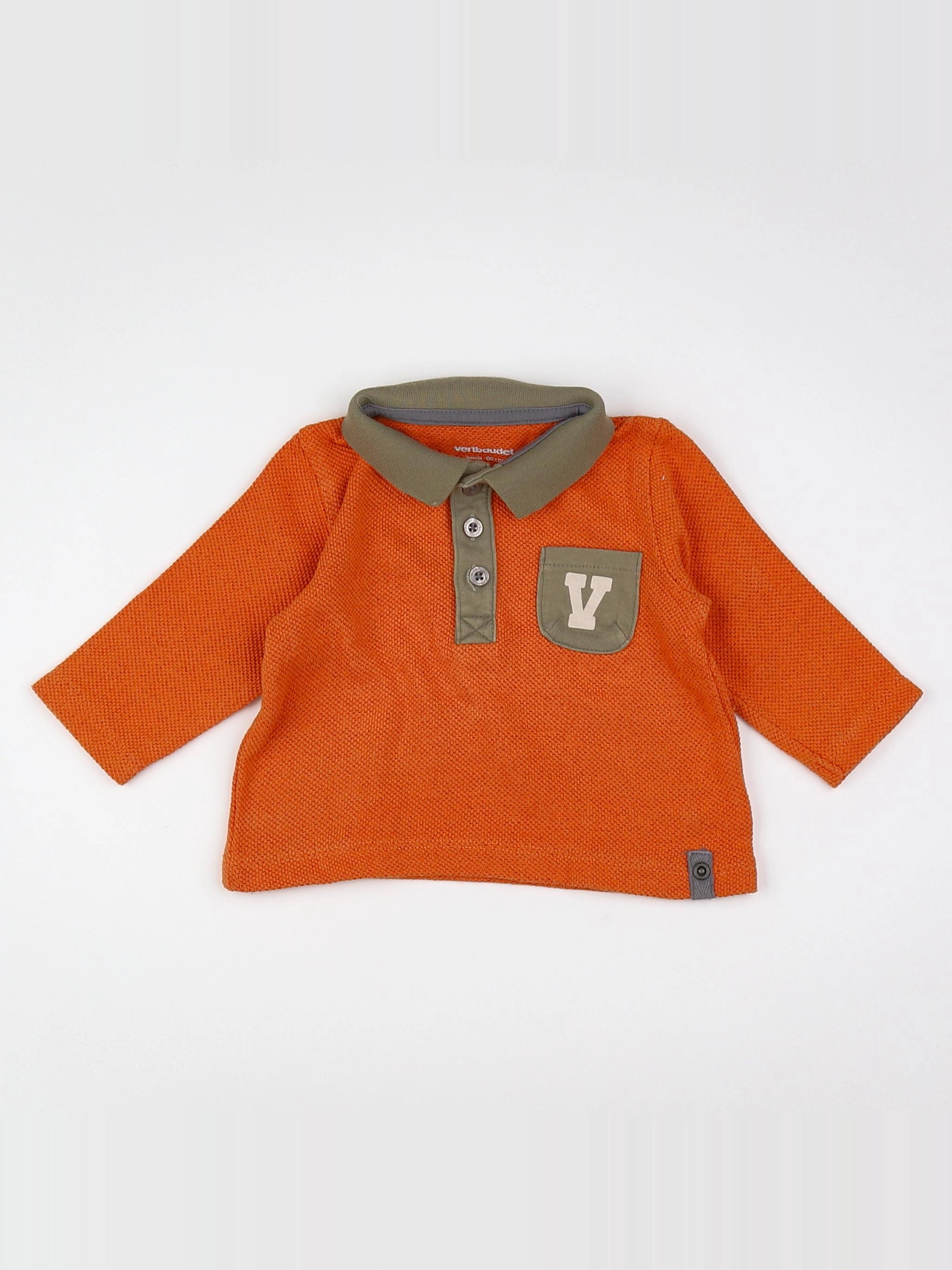 Vertbaudet - polo imprimé au dos orange - 3 mois