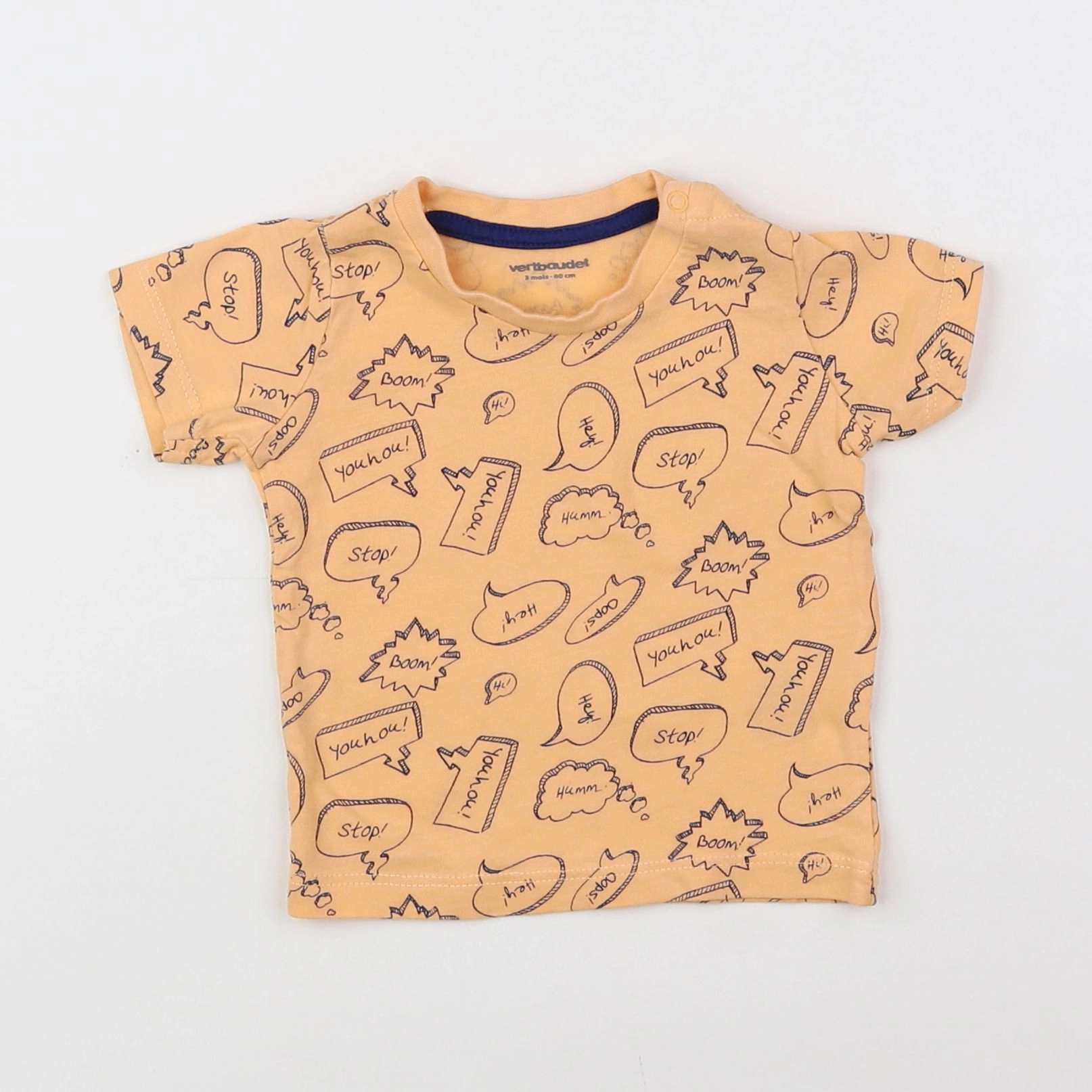 Vertbaudet - tee-shirt orange, bleu - 3 mois