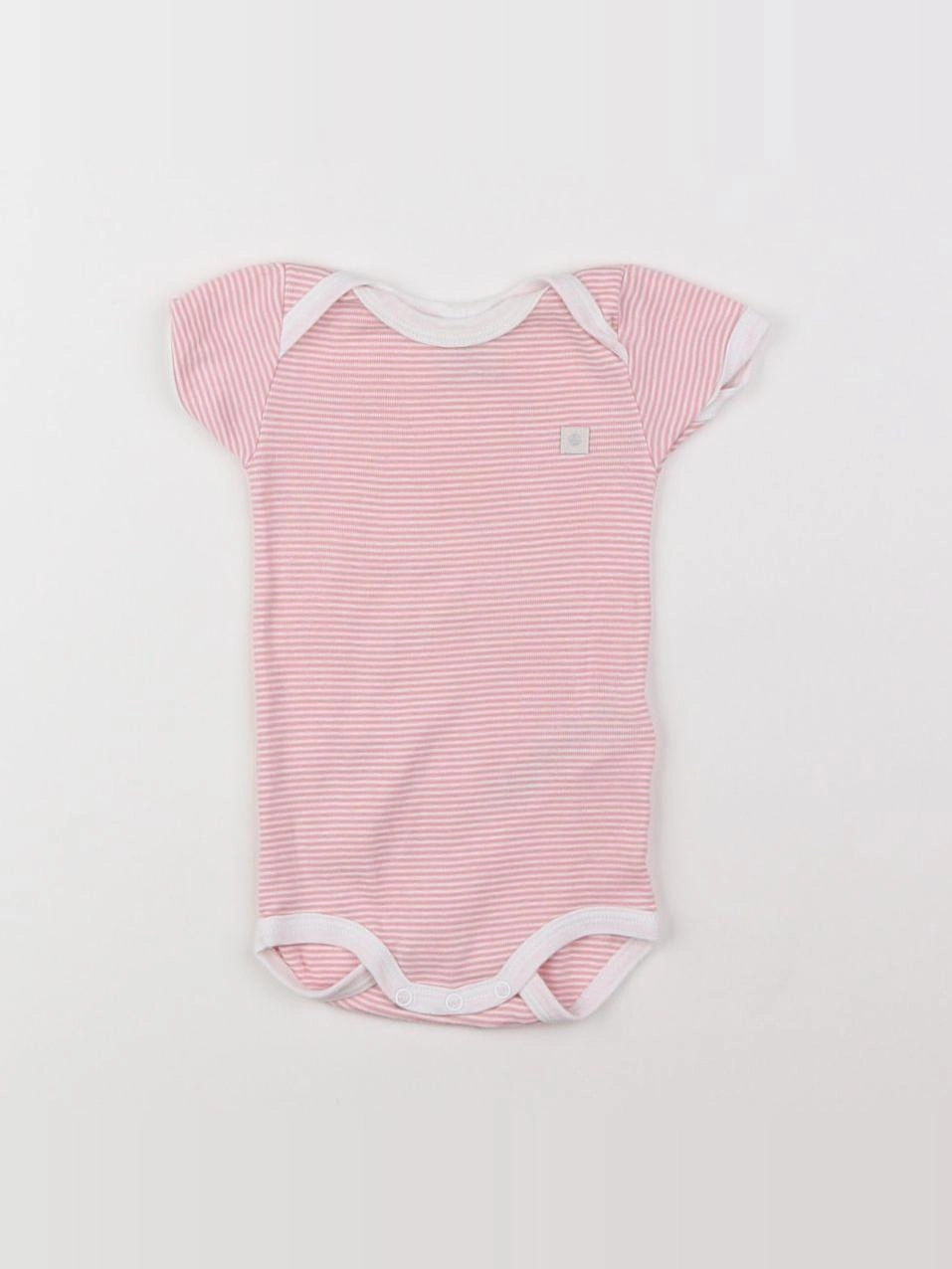 Petit Bateau - body blanc, rose - 3 mois