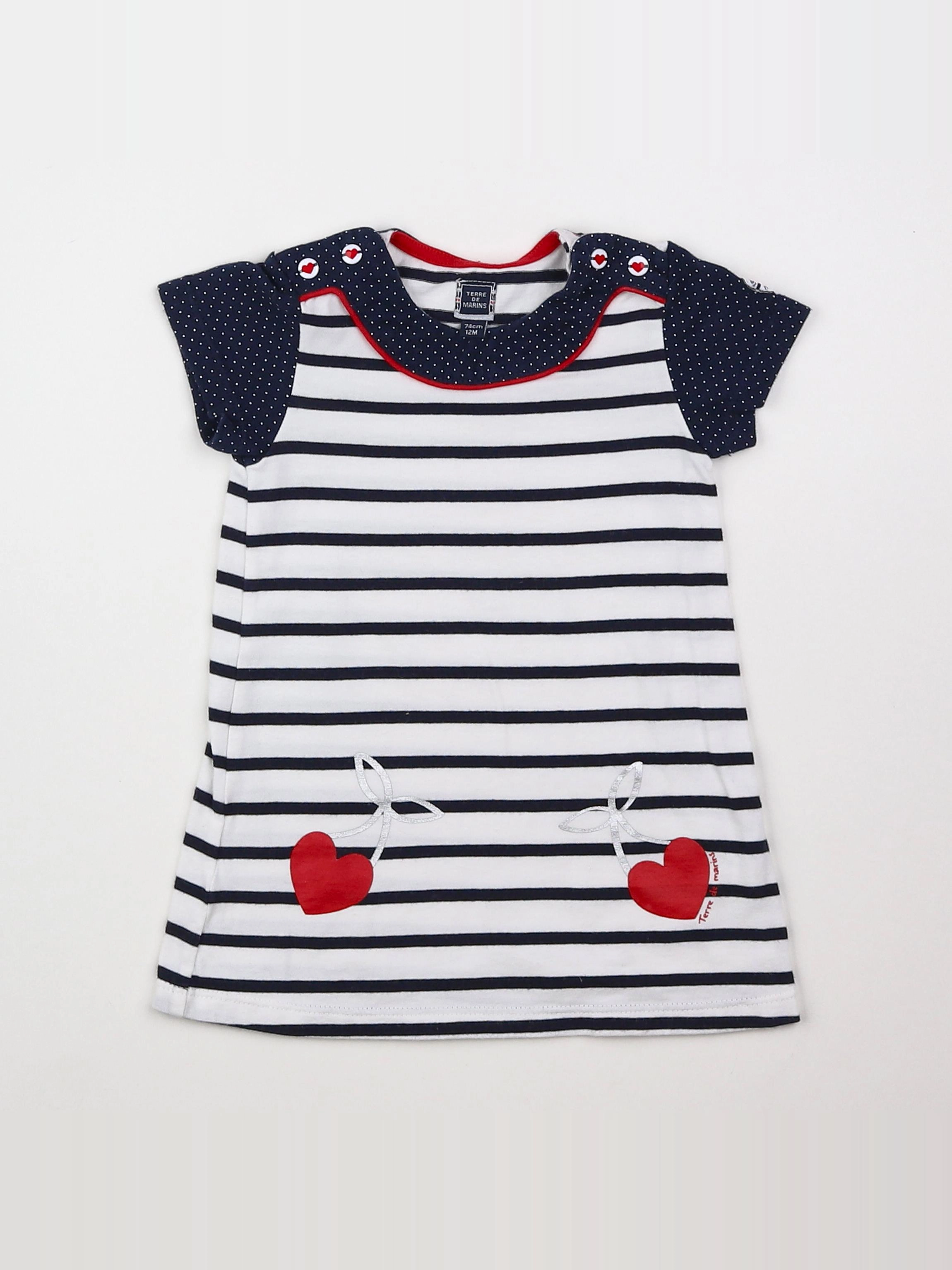 Terre de marins - robe blanc, bleu - 12 mois
