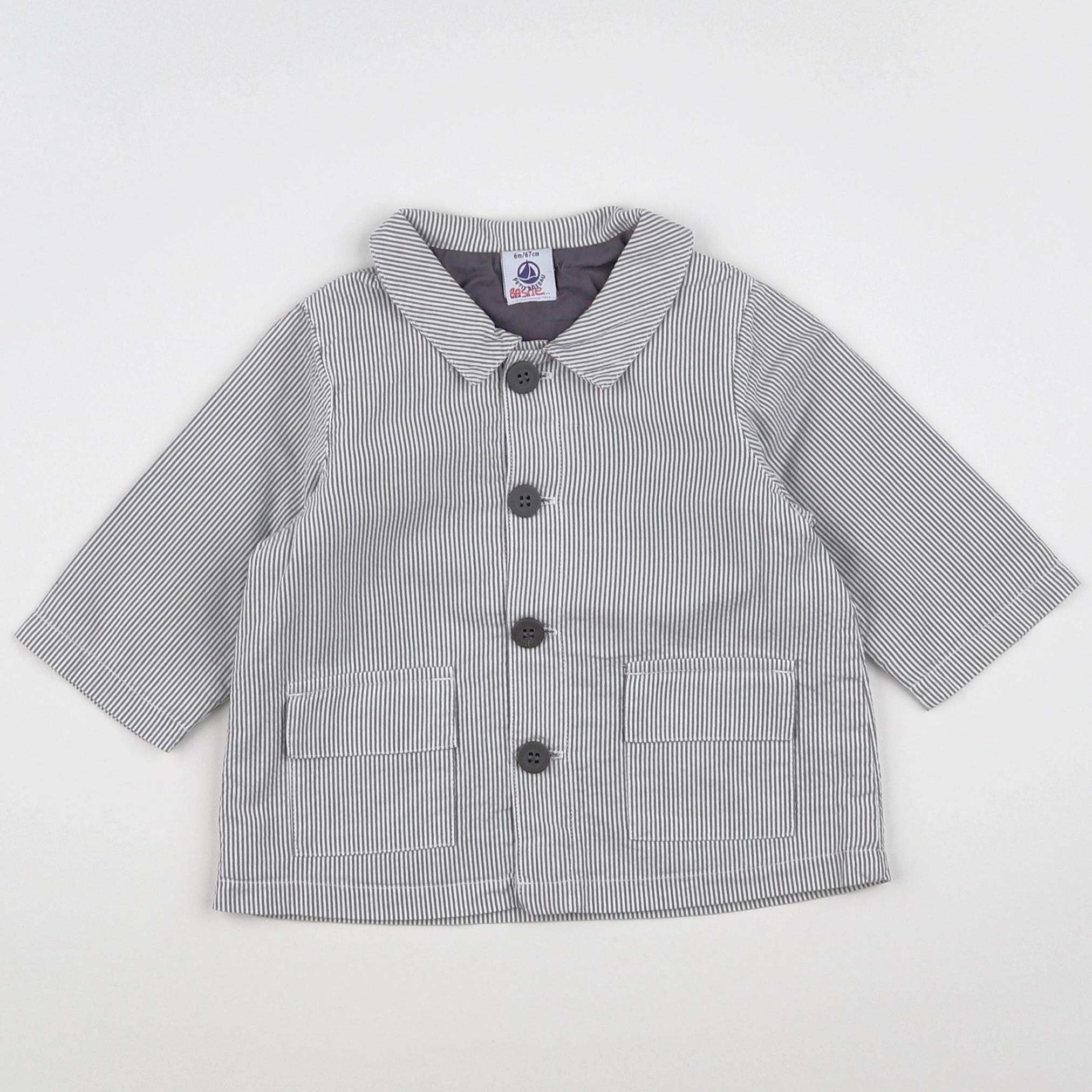 Petit Bateau - veste blanc, gris - 6 mois