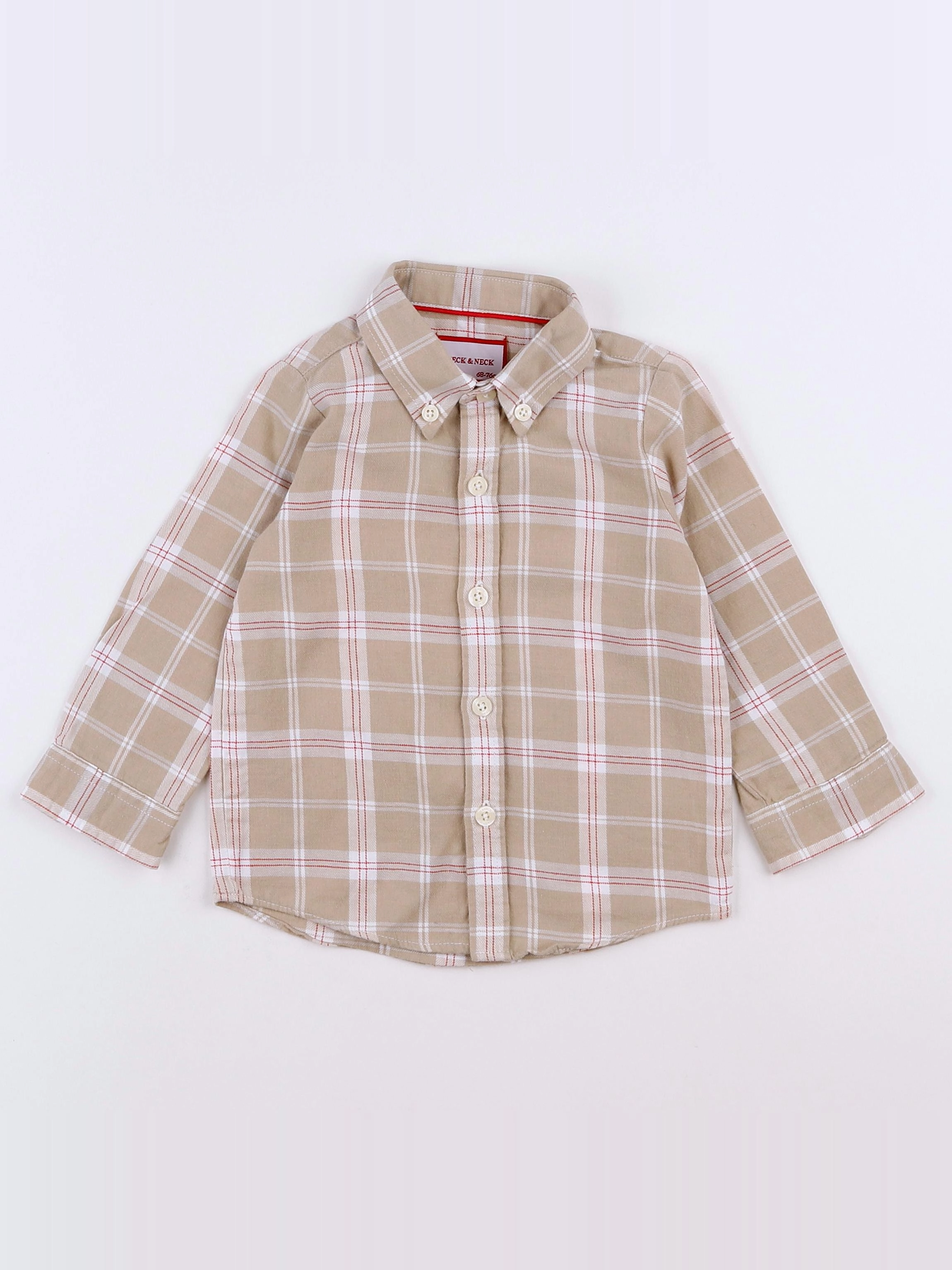 Neck & Neck - chemise beige, rouge - 12 mois