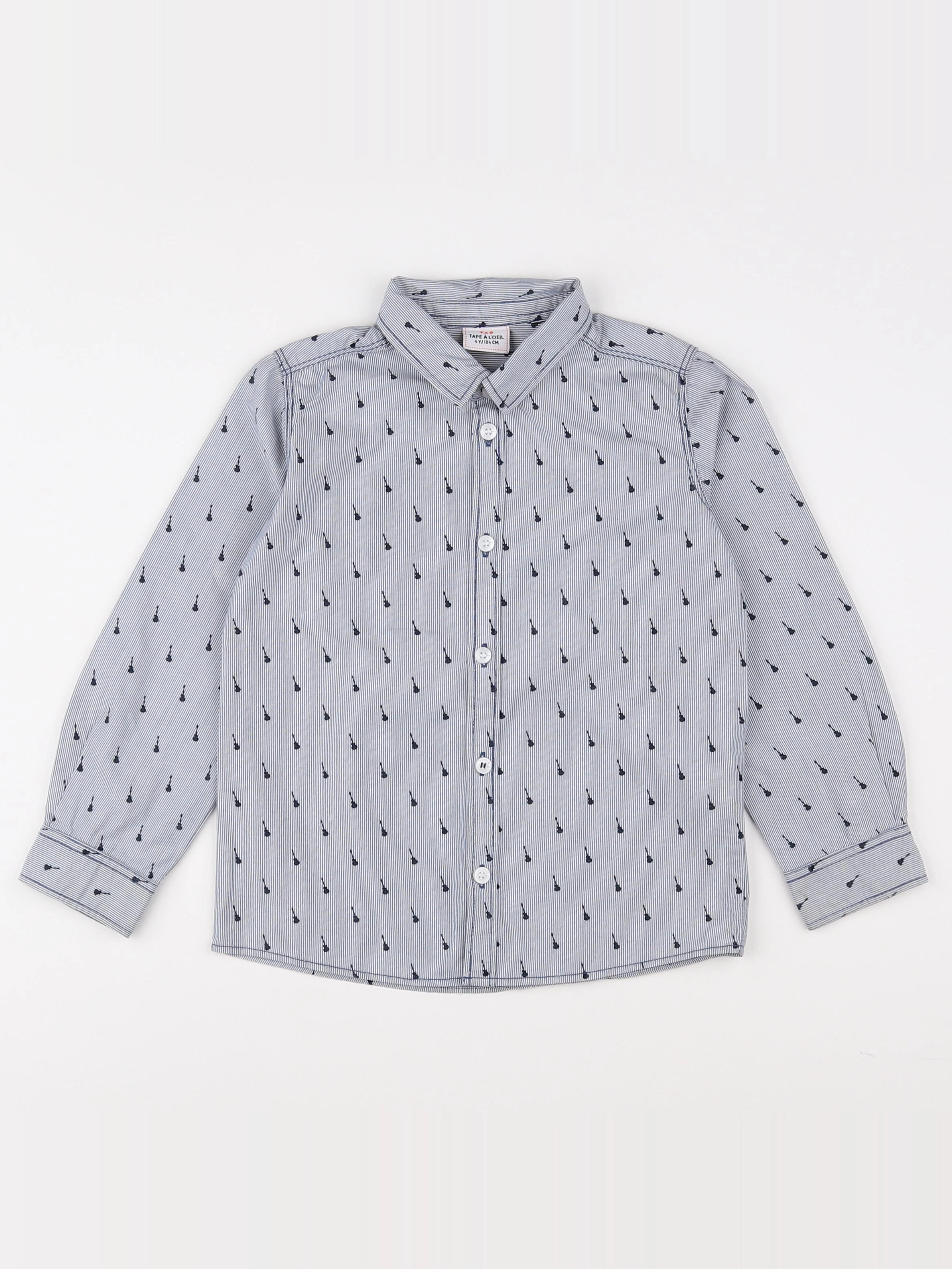 Tape à l'oeil - chemise gris, bleu - 4 ans