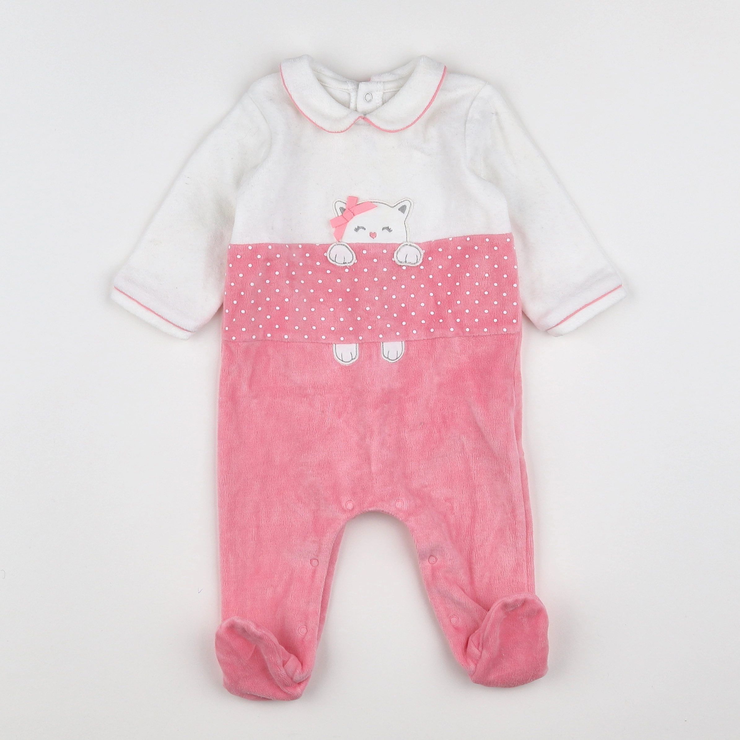 Mayoral - pyjama velours blanc, rose - 3 mois