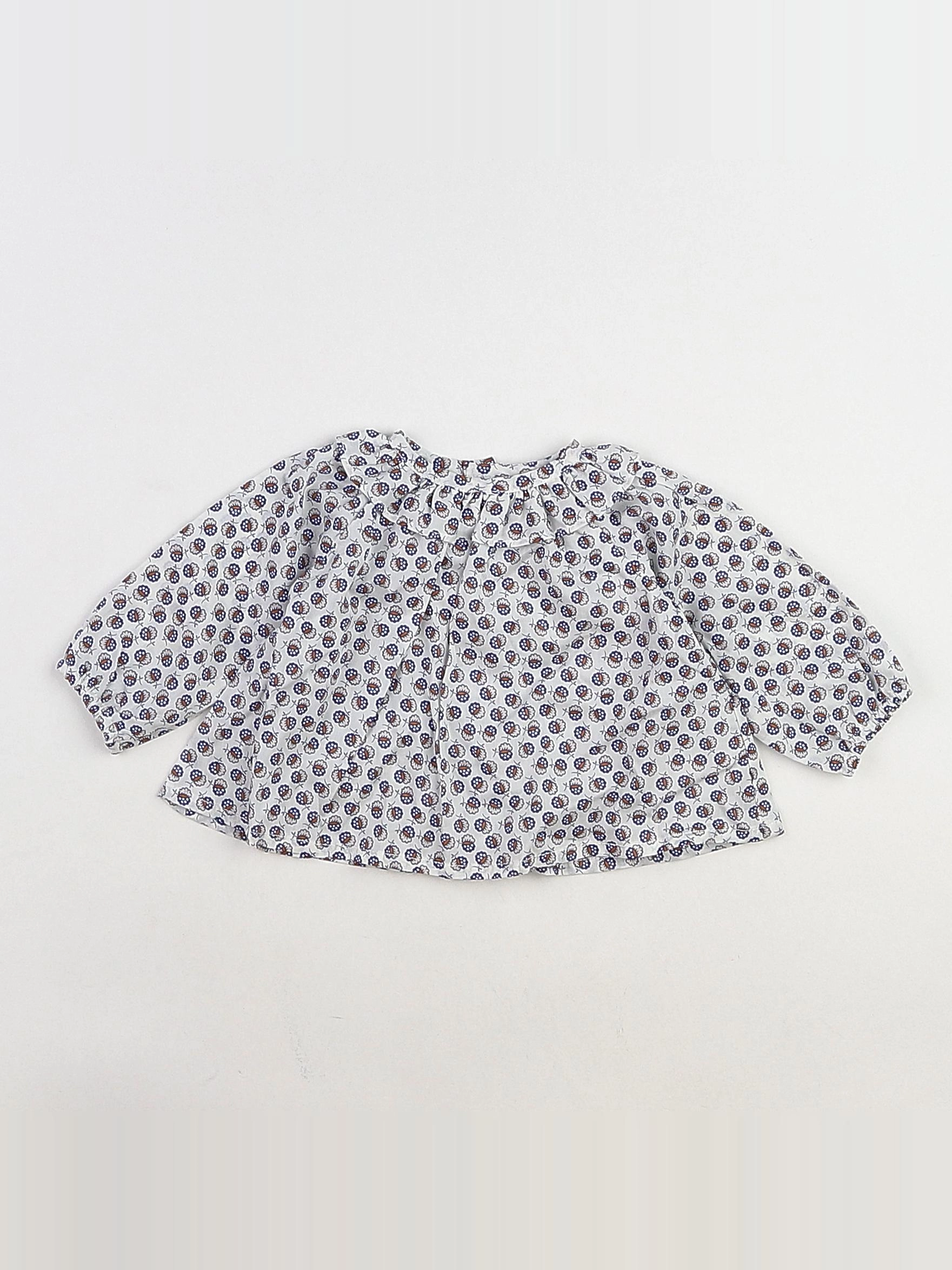 Bonton - blouse blanc, bleu - 3 mois