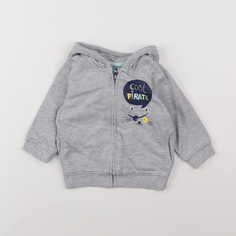 Vertbaudet - sweat gris - 9 mois