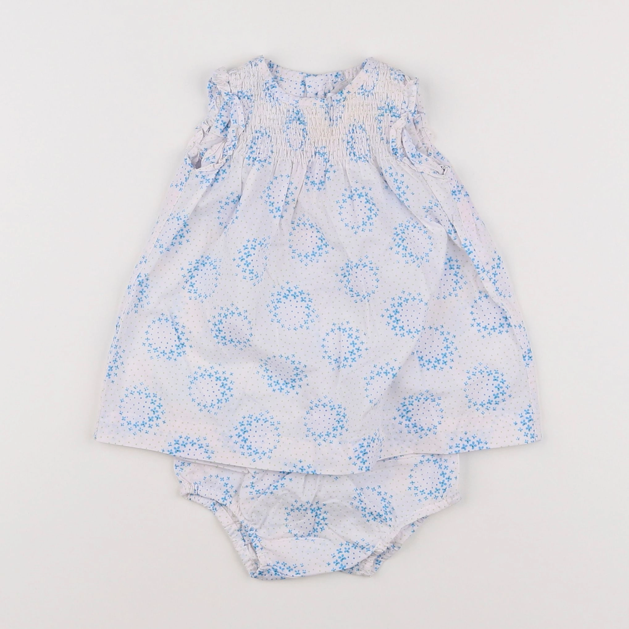 Jacadi - robe blanc, bleu - 3 mois