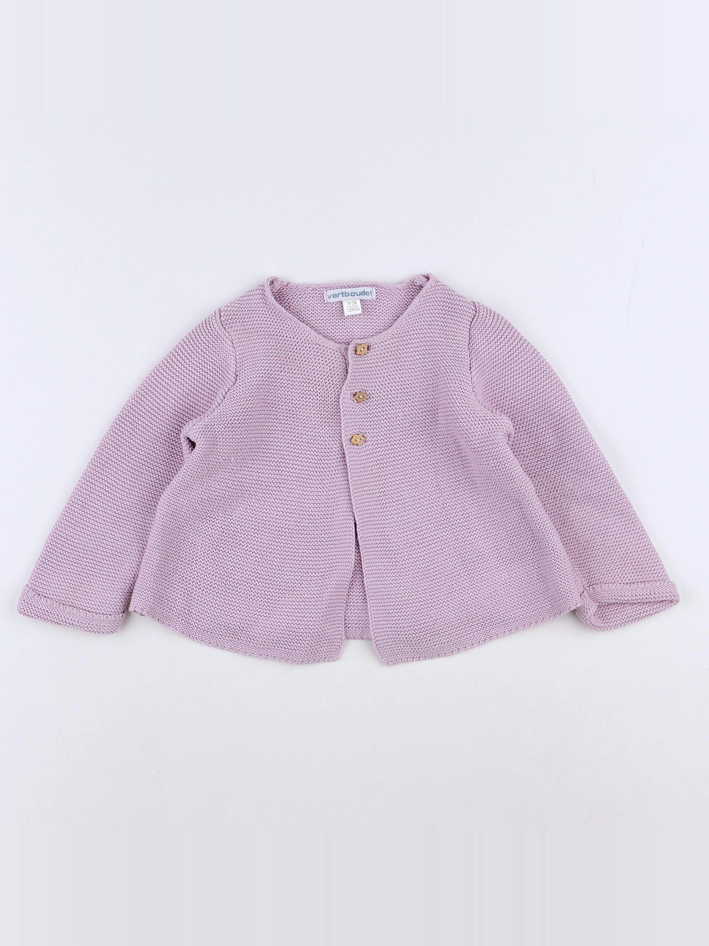 Vertbaudet - gilet violet - 12 mois