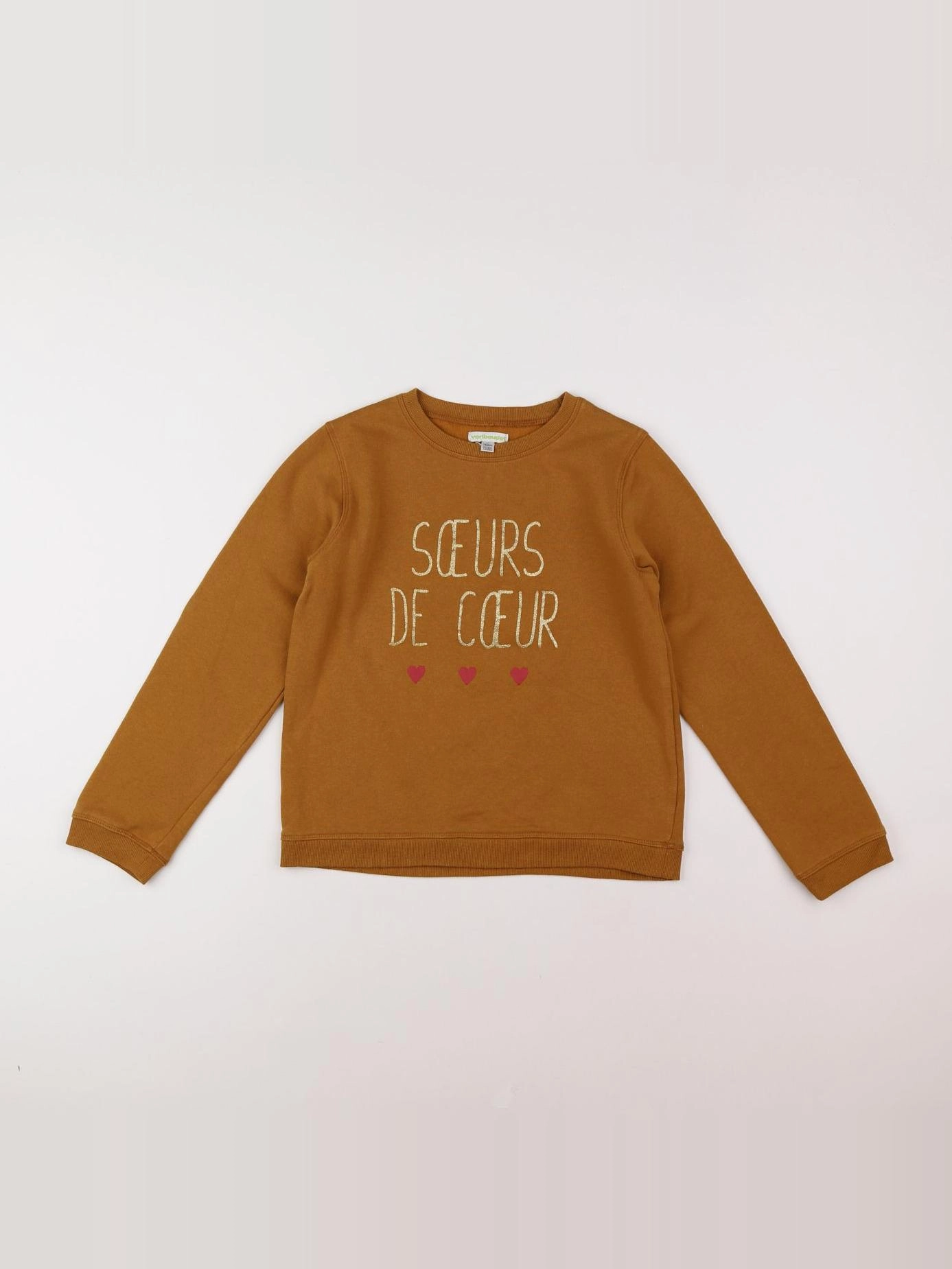 Vertbaudet - sweat marron, or - 10 ans
