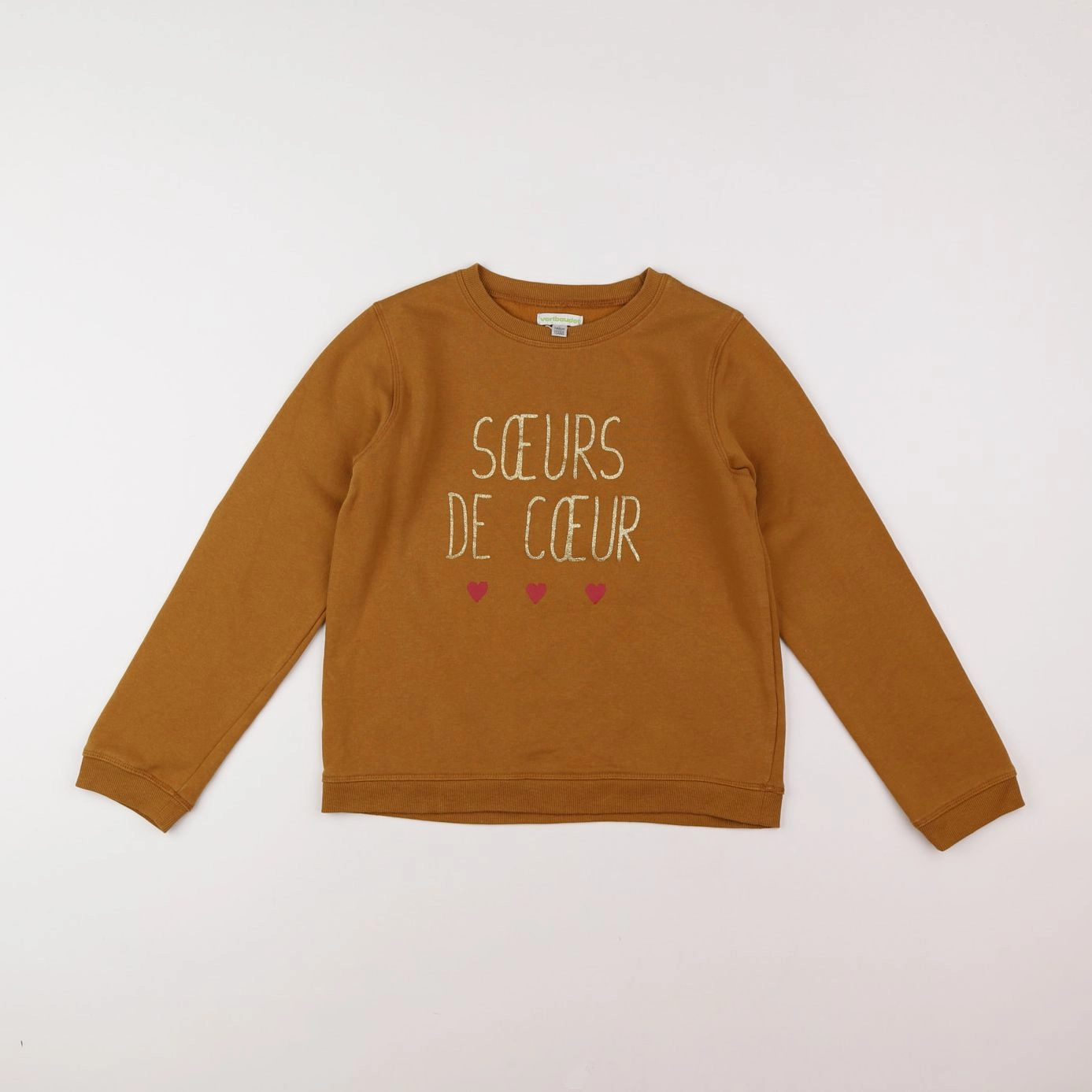 Vertbaudet - sweat marron, or - 10 ans