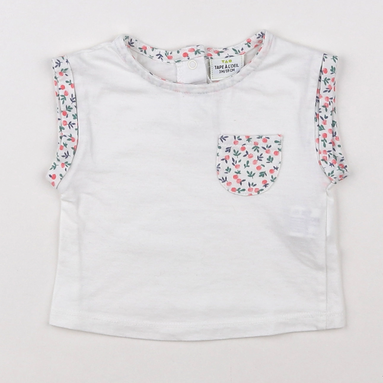 Tape à l'oeil - tee-shirt blanc, rose - 3 mois
