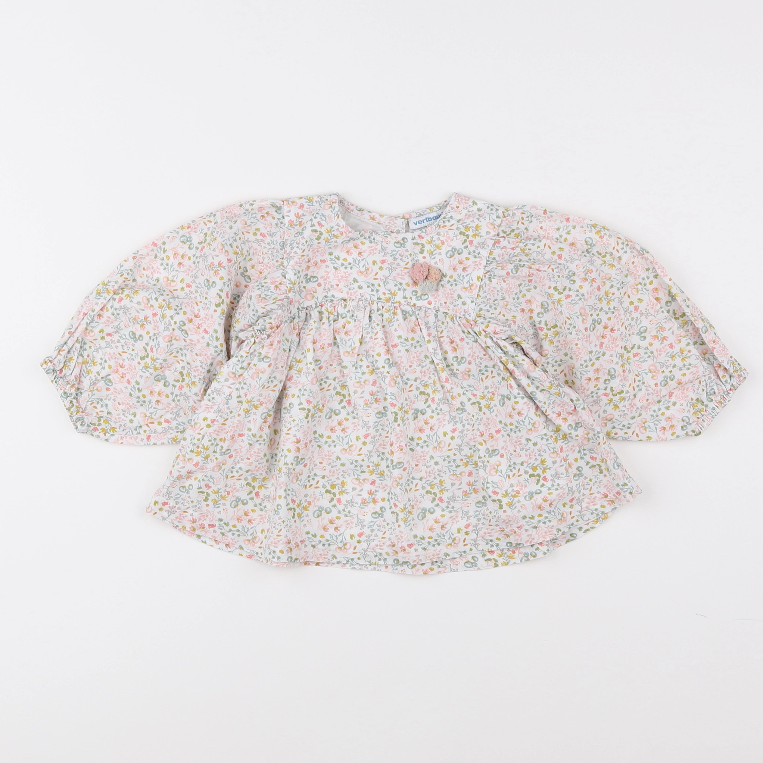 Vertbaudet - blouse blanc, rose - 12 mois