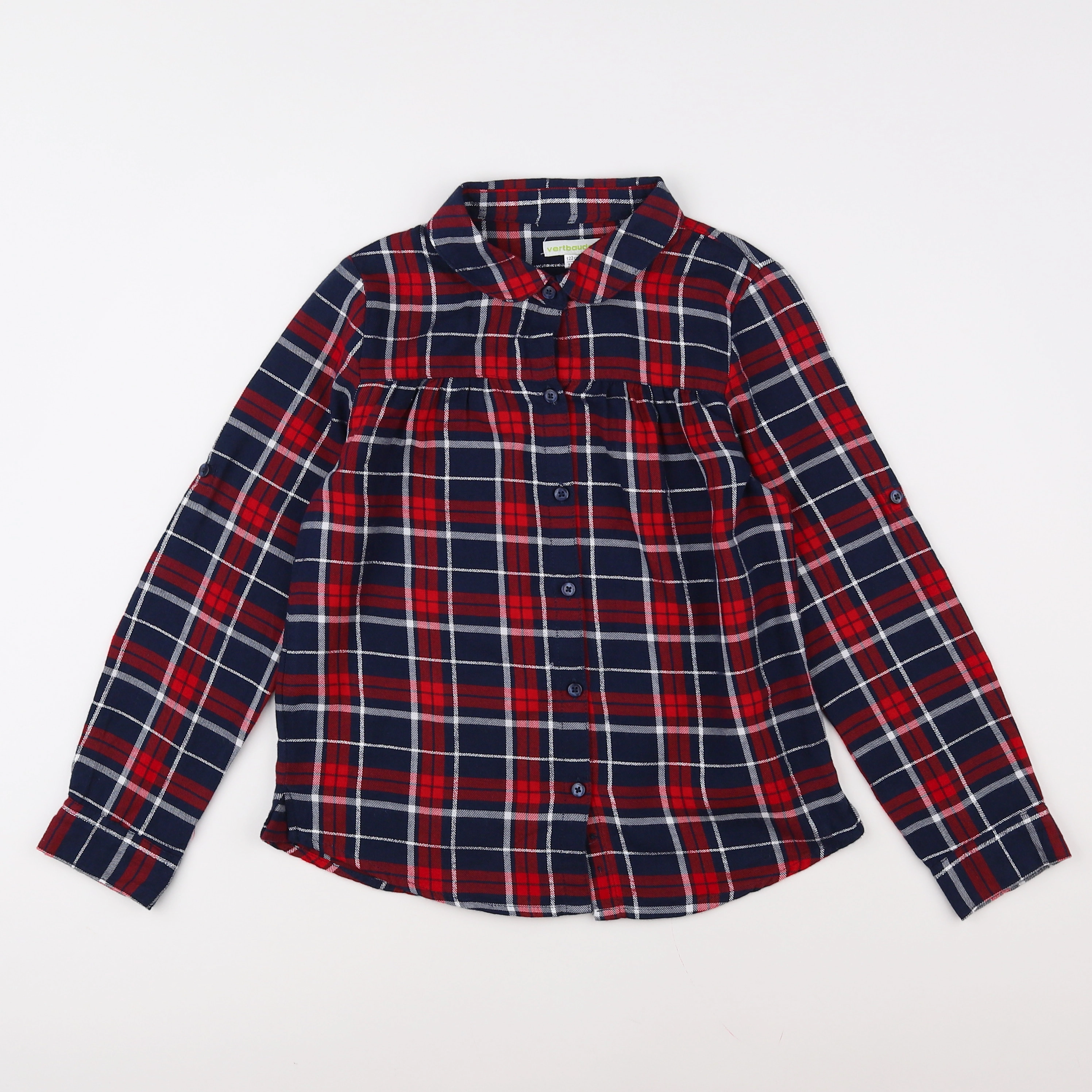 Vertbaudet - chemise rouge, bleu - 7 ans