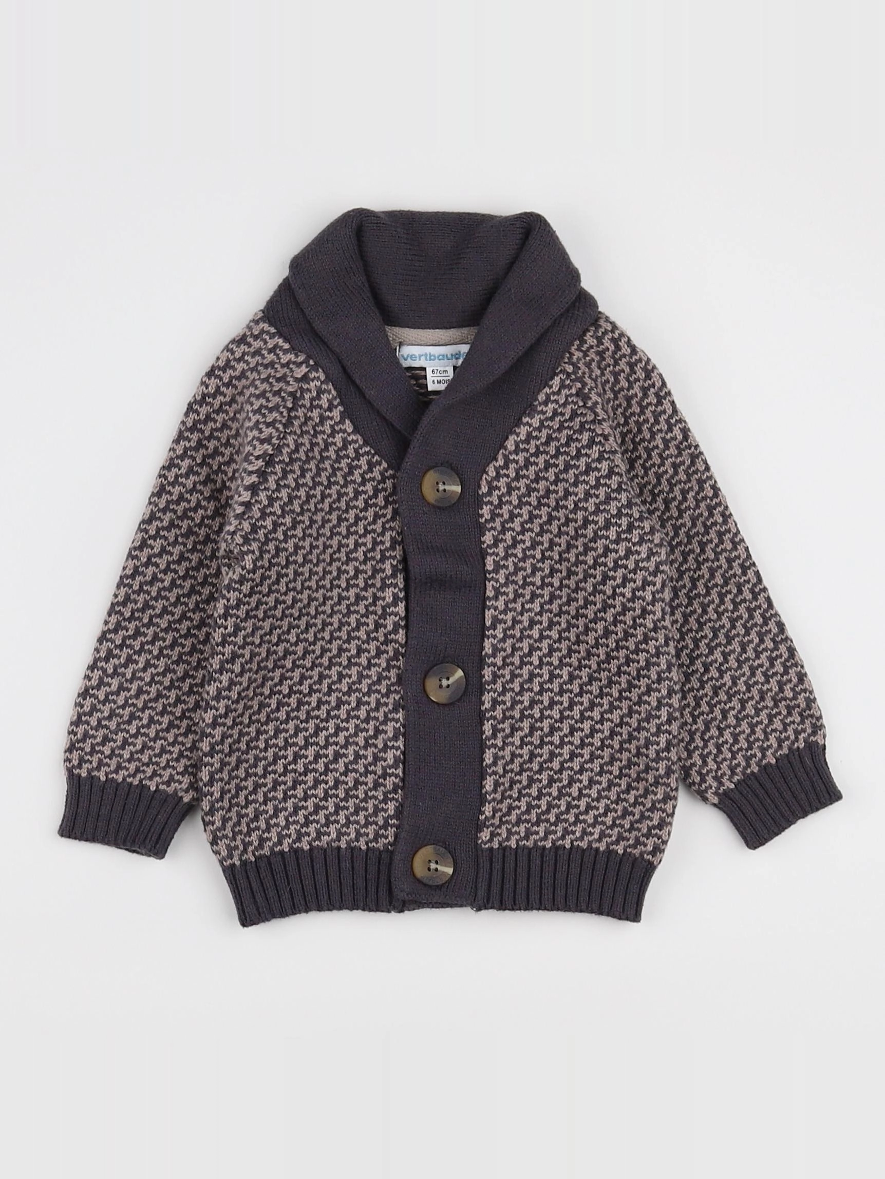 Vertbaudet - gilet gris - 6 mois