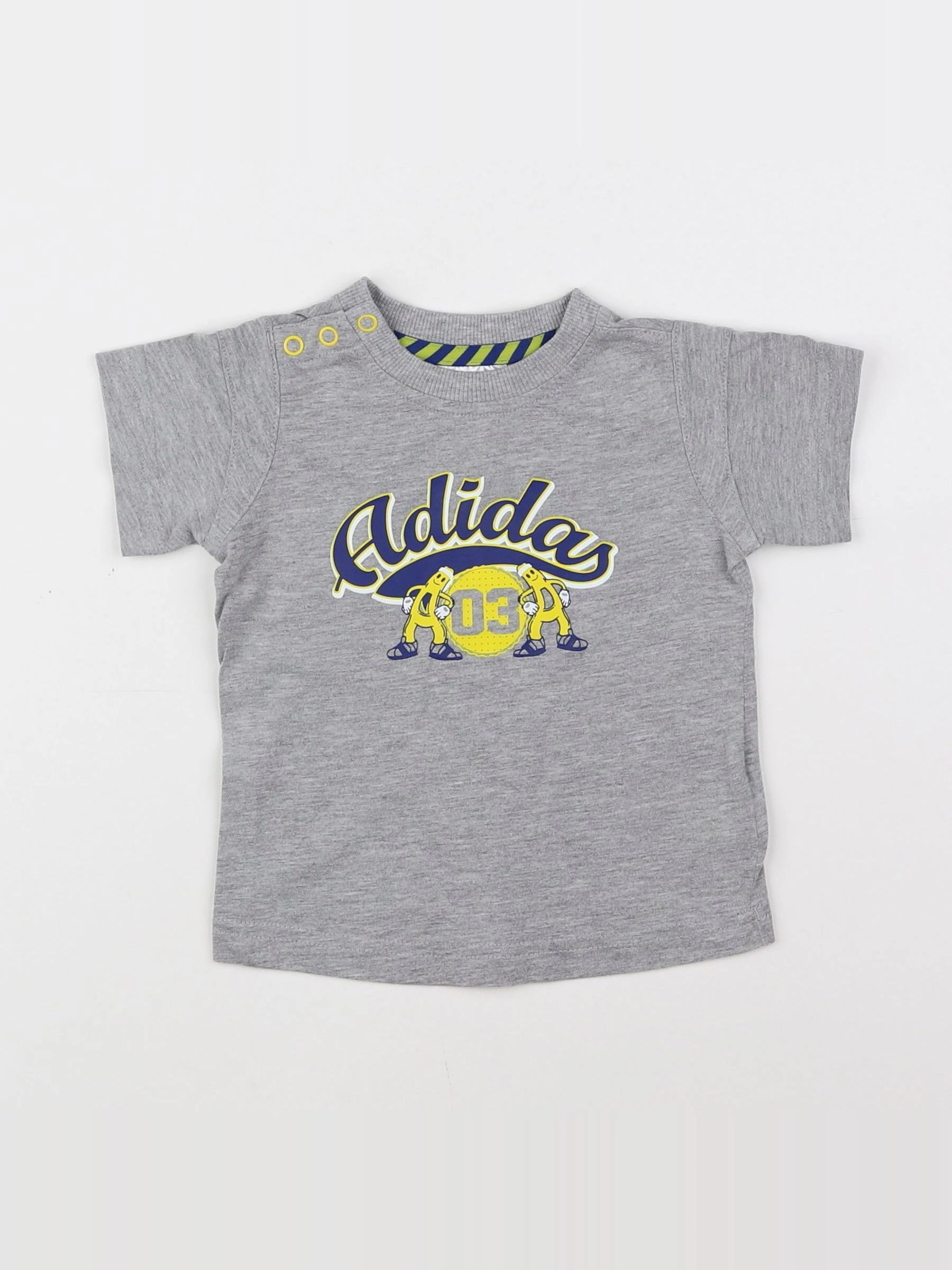 Adidas - tee-shirt gris, jaune - 3/6 mois