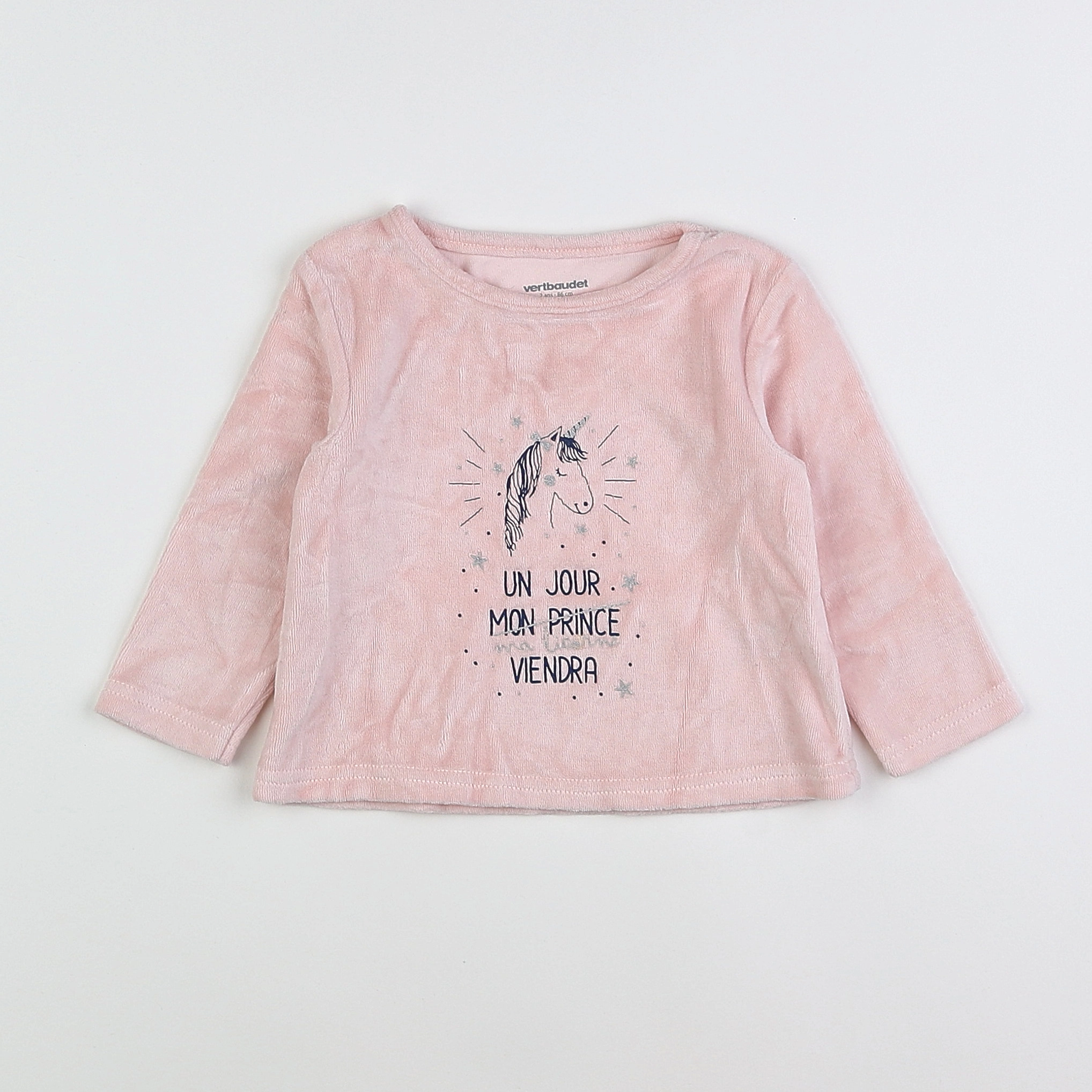 Vertbaudet - pyjama velours rose - 2 ans