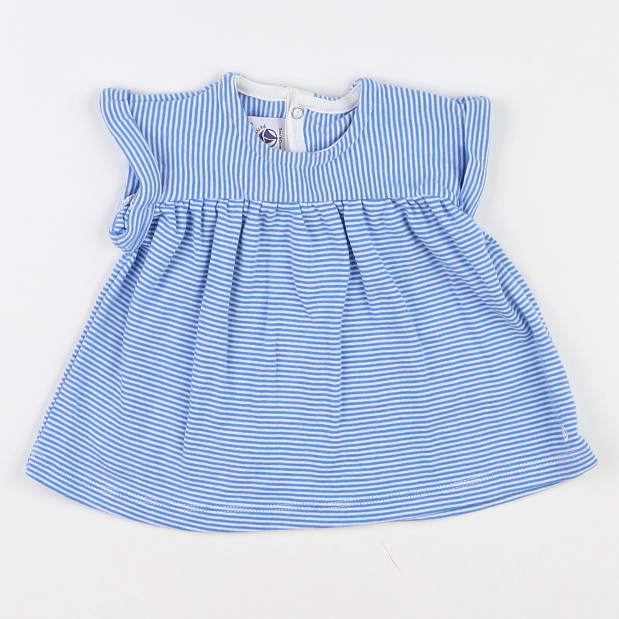 Petit Bateau - robe blanc, bleu - 3 mois