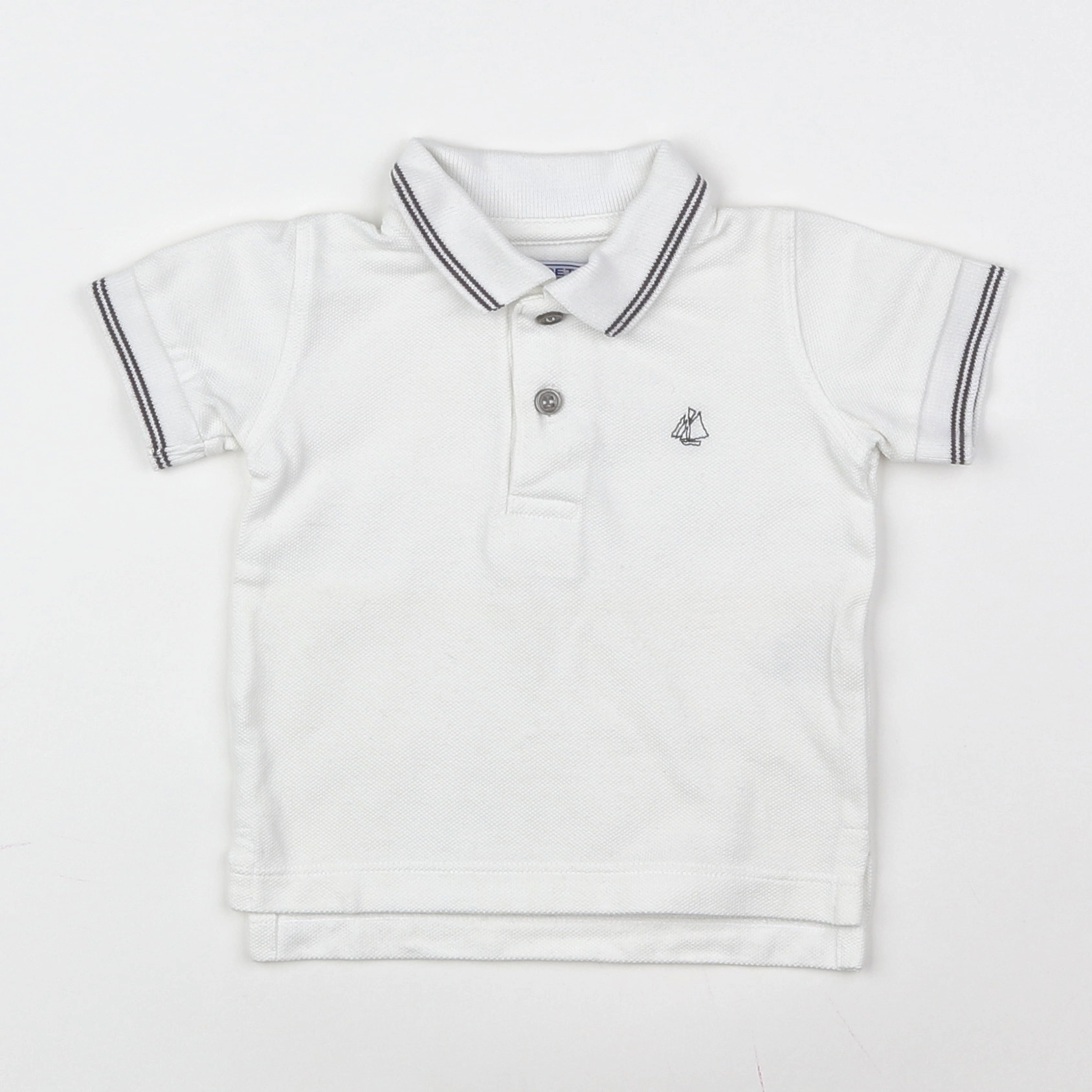 Petit Bateau - polo blanc - 6 mois