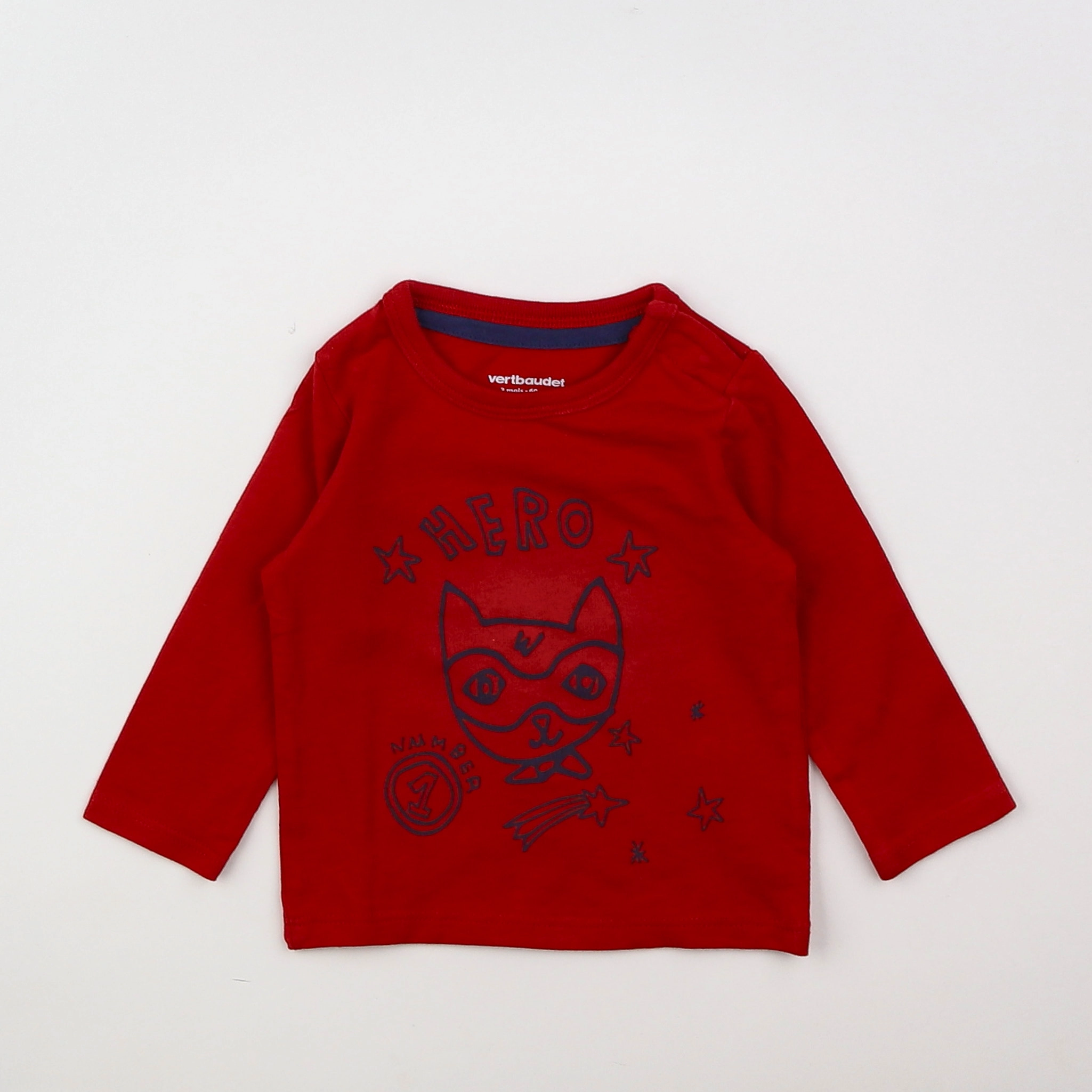 Vertbaudet - tee-shirt rouge - 3 mois