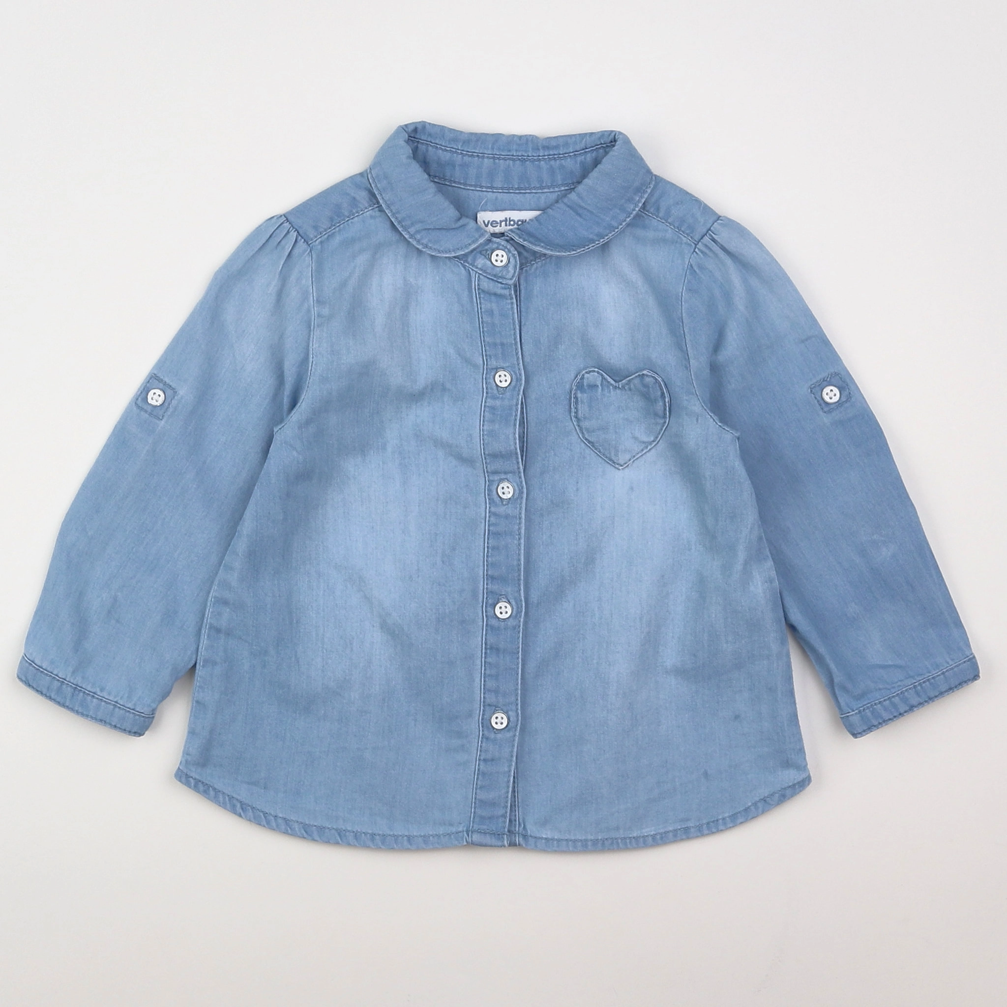 Vertbaudet - chemise bleu - 12 mois