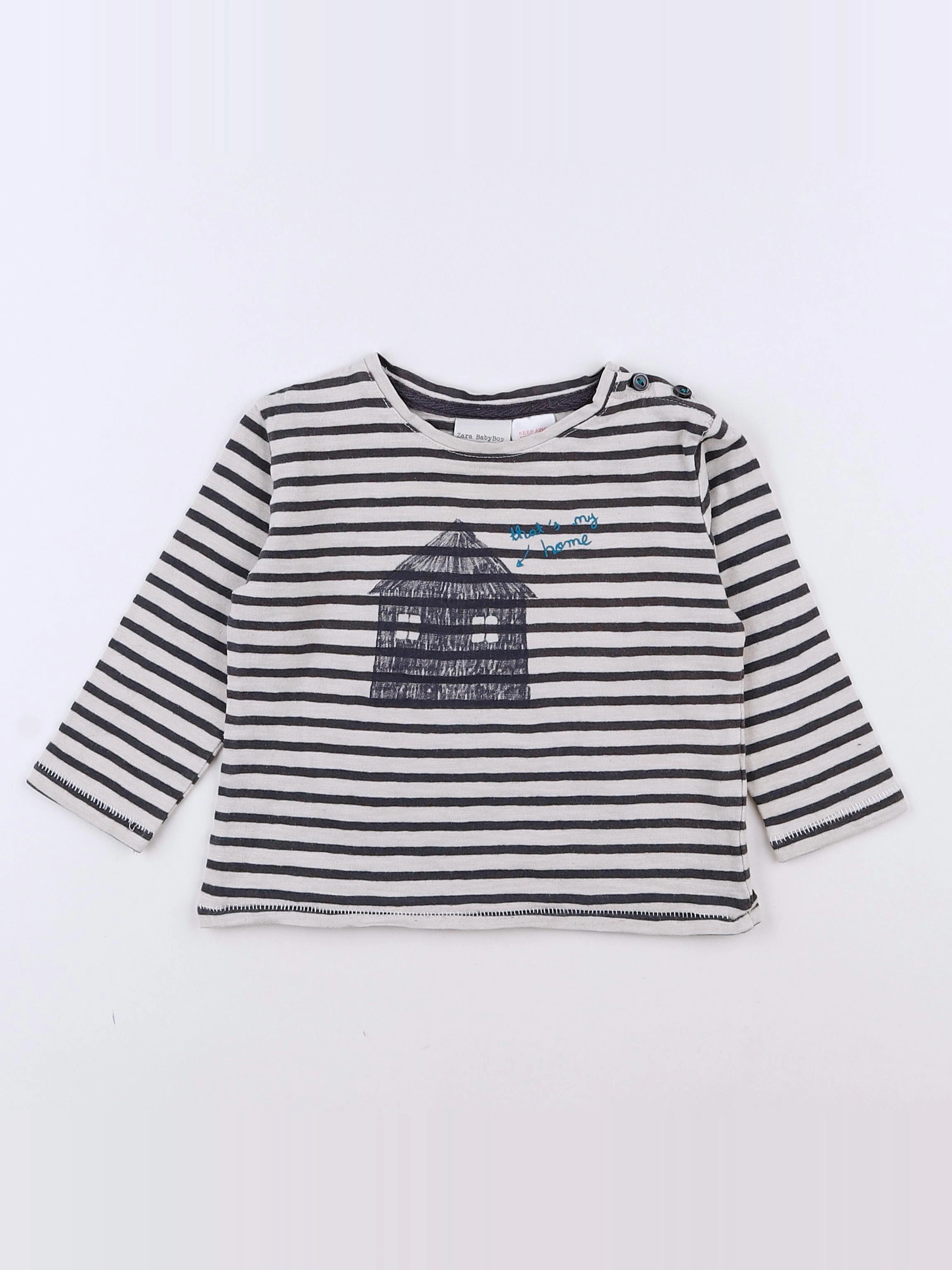 Zara - tee-shirt gris - 9/12 mois