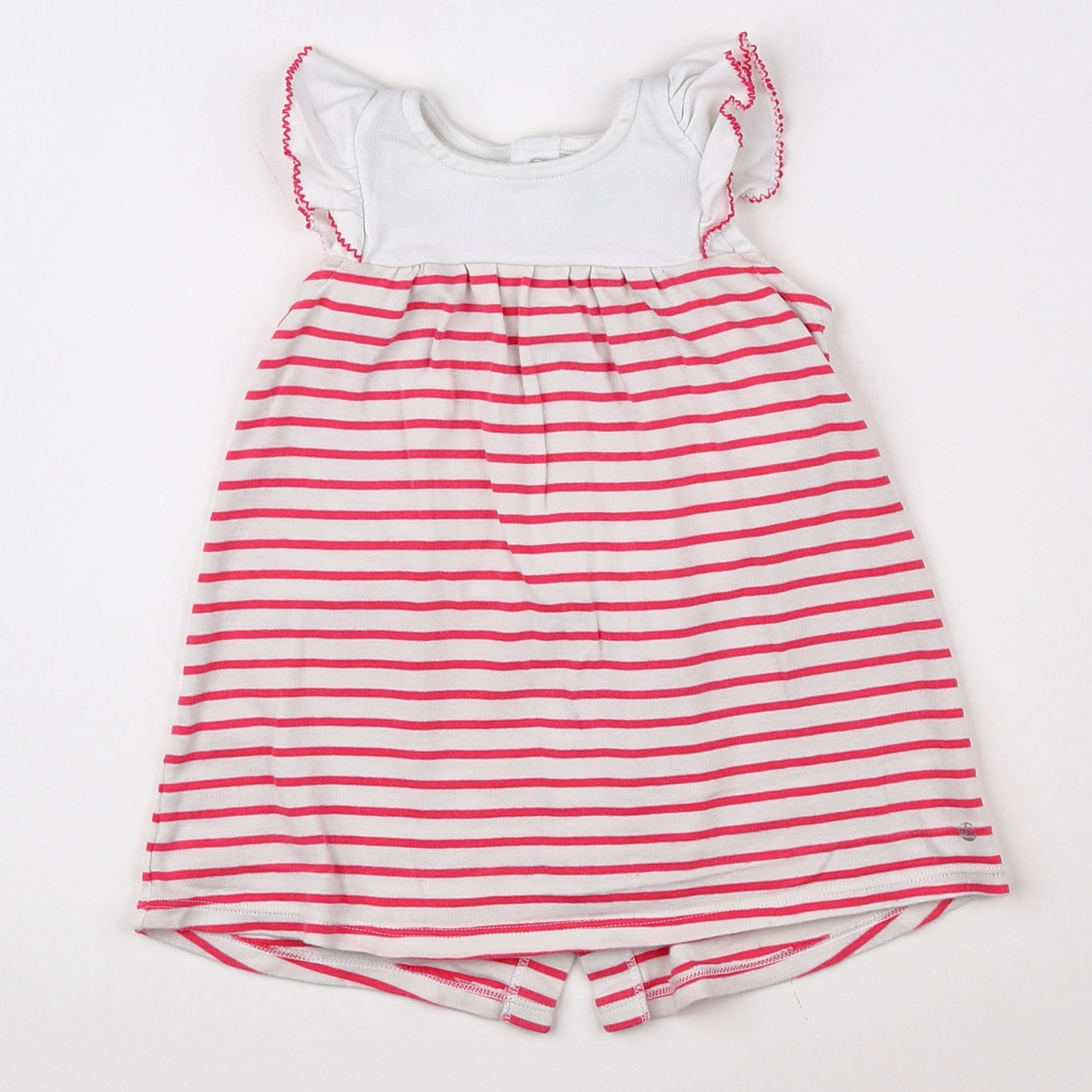 Petit Bateau - robe blanc, rose - 12 mois
