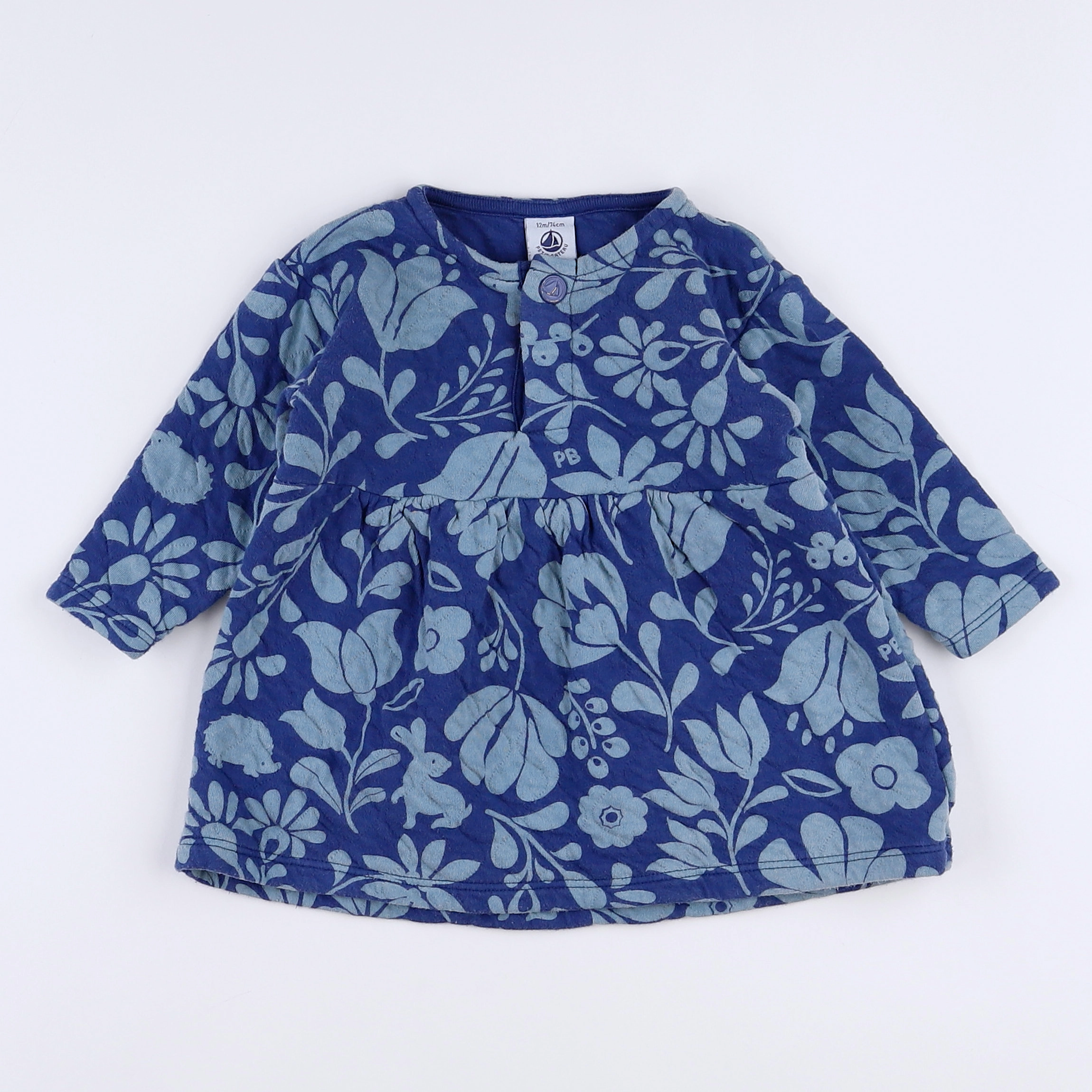 Petit Bateau - robe bleu - 12 mois