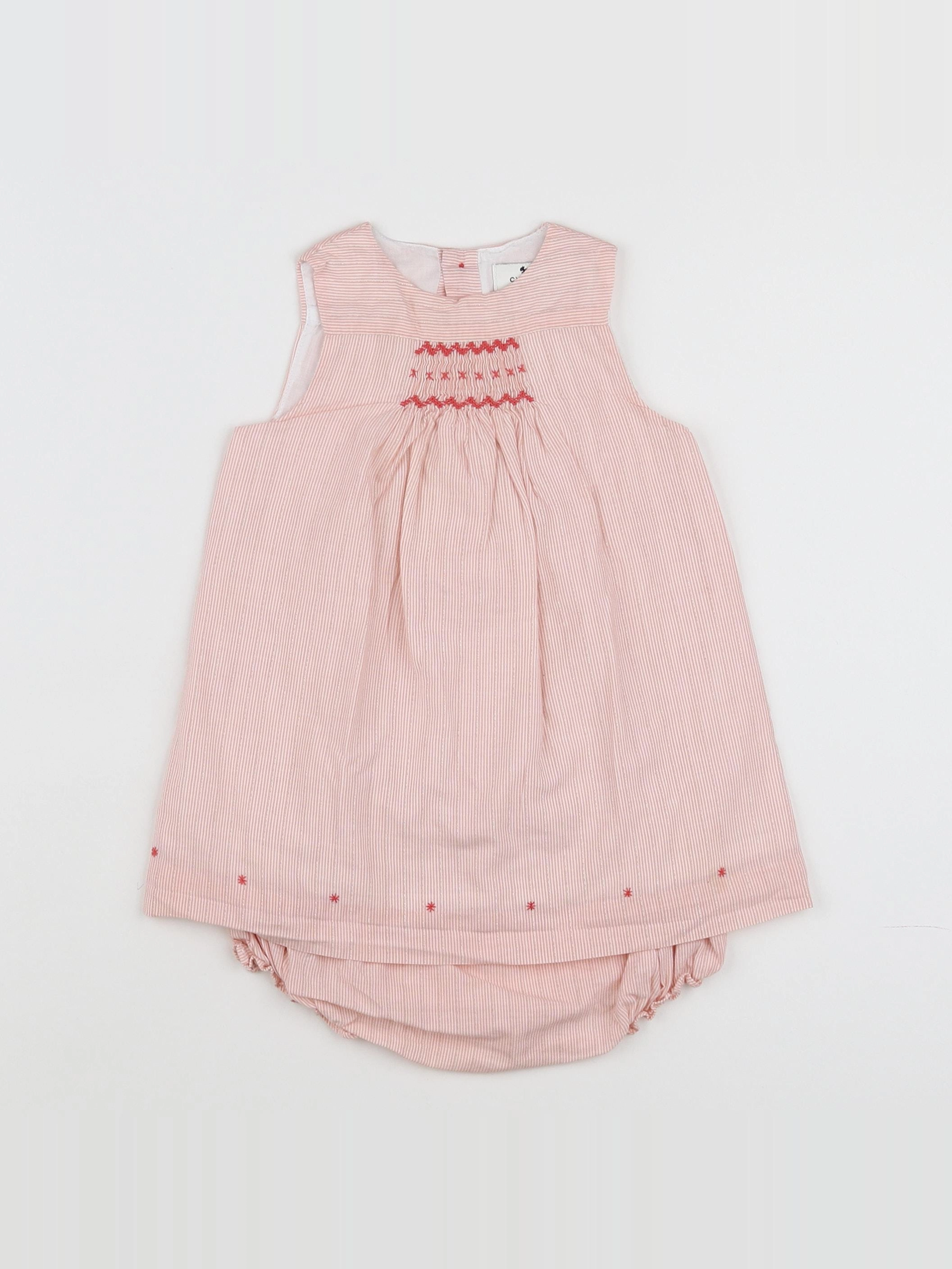 Cyrillus - robe blanc, rose - 6 mois