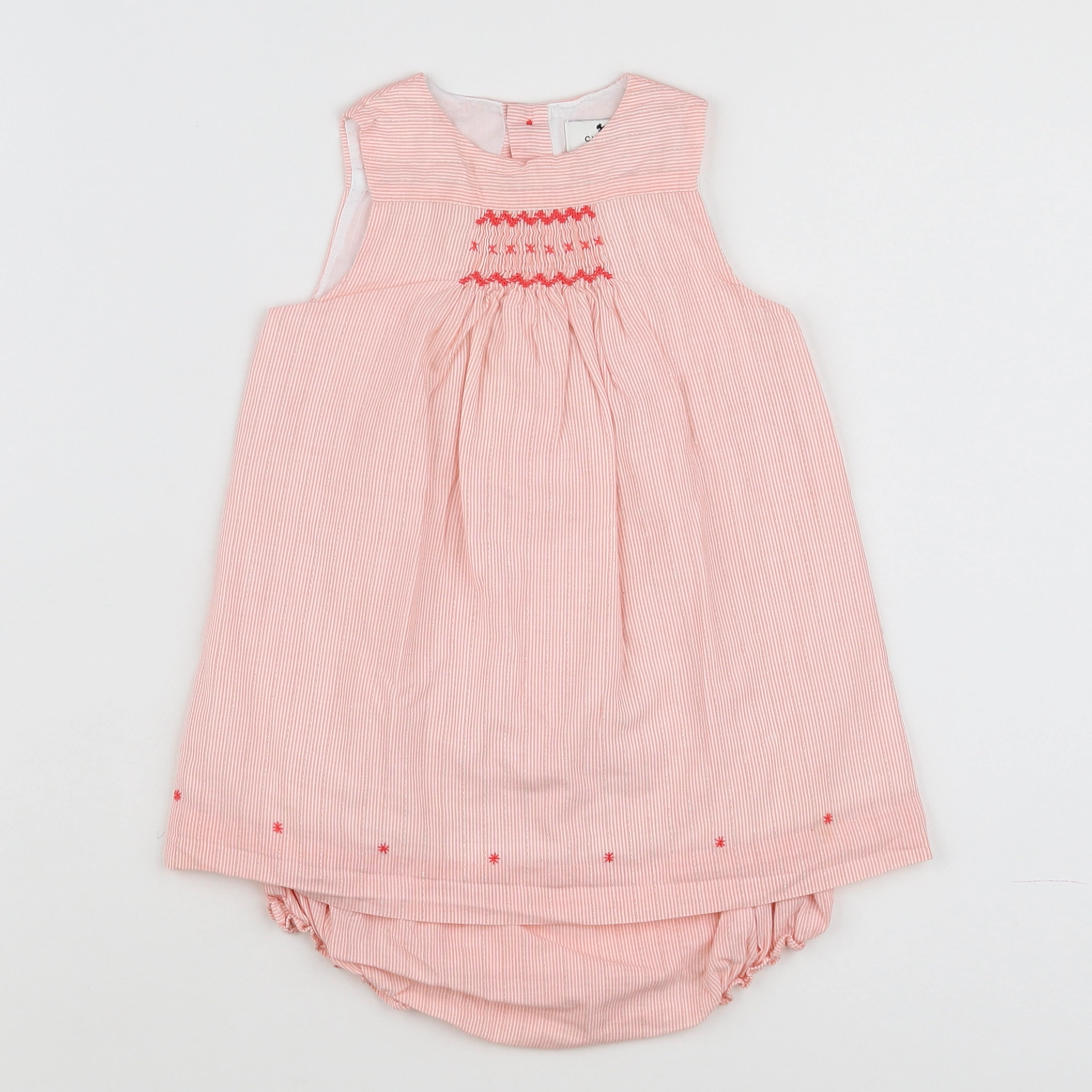 Cyrillus - robe blanc, rose - 6 mois