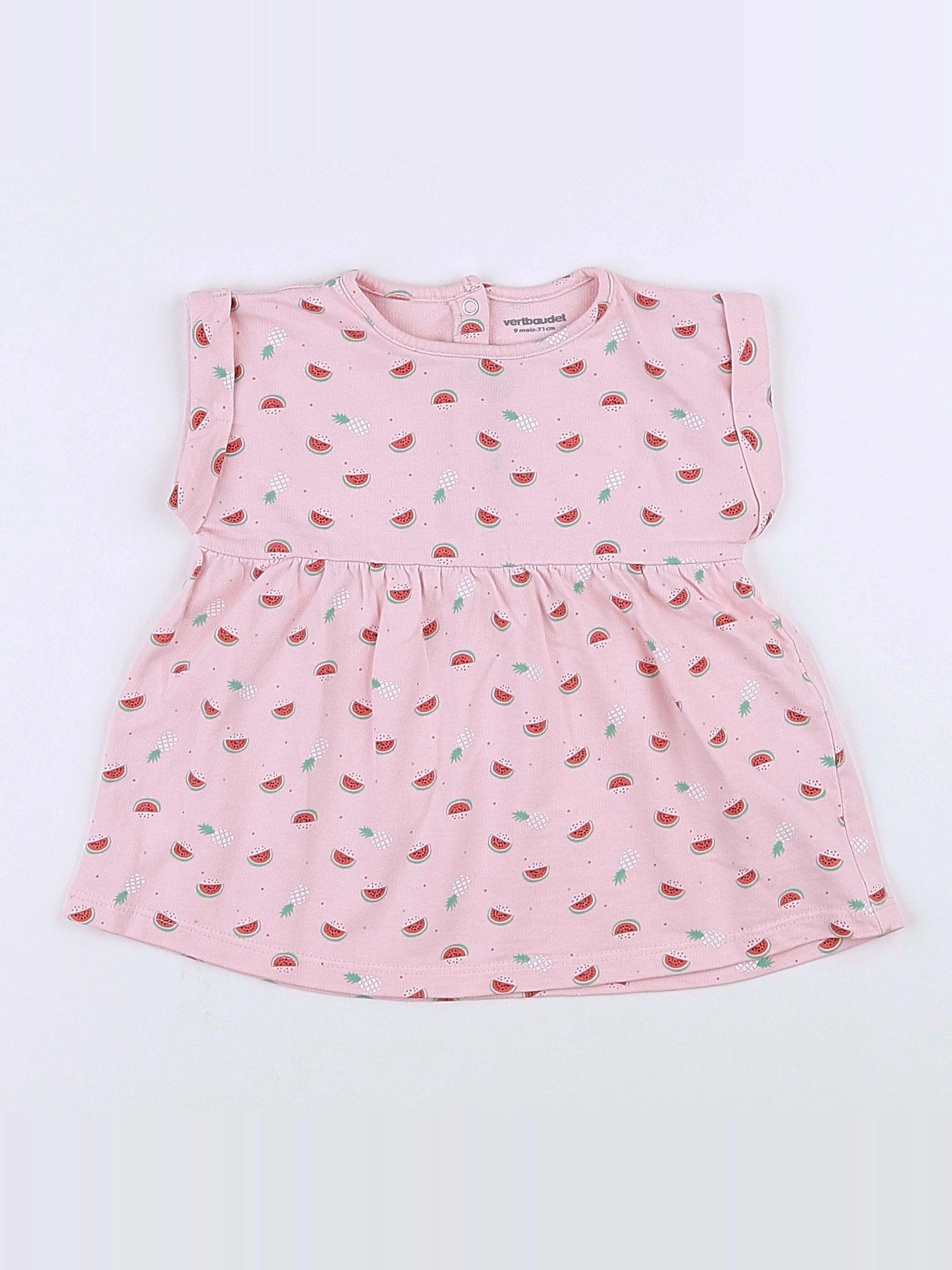 Vertbaudet - robe rose - 9 mois